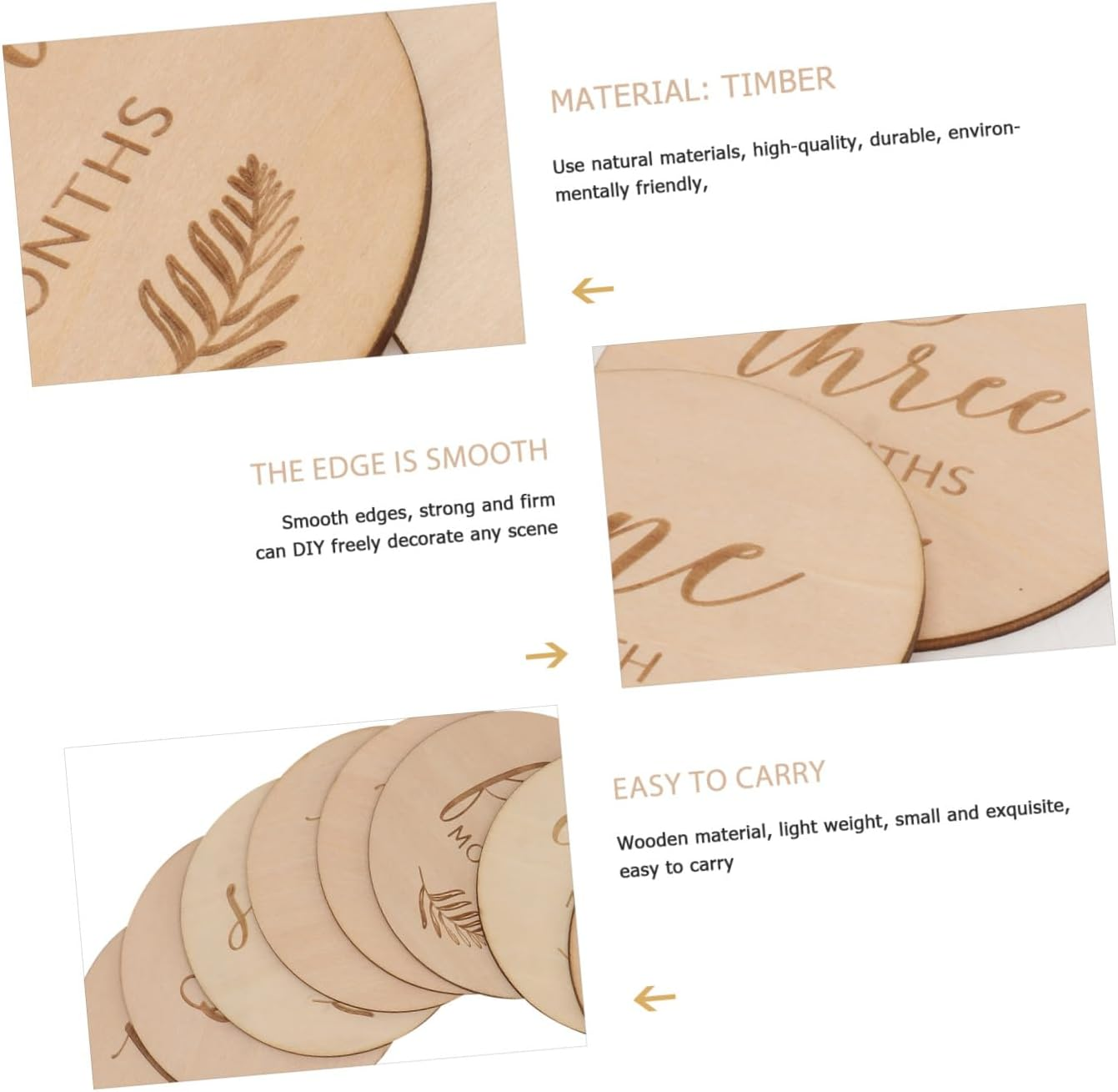 Toyvian 12Pcs Wooden Commemorative Cards Discs Wood Double Sided Cards for Month Old Photo Props Decoration Toys for Year Old Boy image number 4