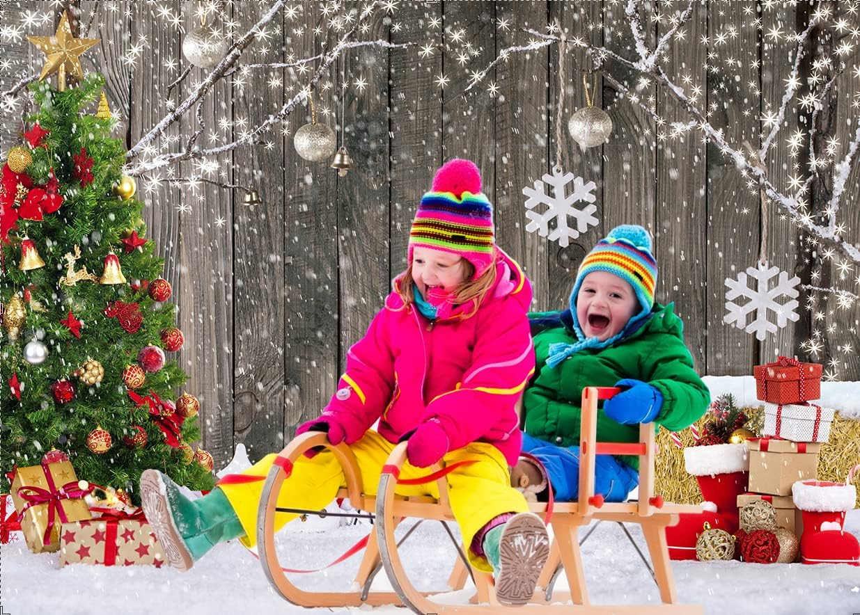 LYWYGG 8X6FT Christmas Photography Backdrop Winter Gift Wood Background Xmas Eve Holiday Party Backdrops Supplies Cake Table Banner Home Decoration Snowman Santa Backgrounds CP-376-0806 image number 4