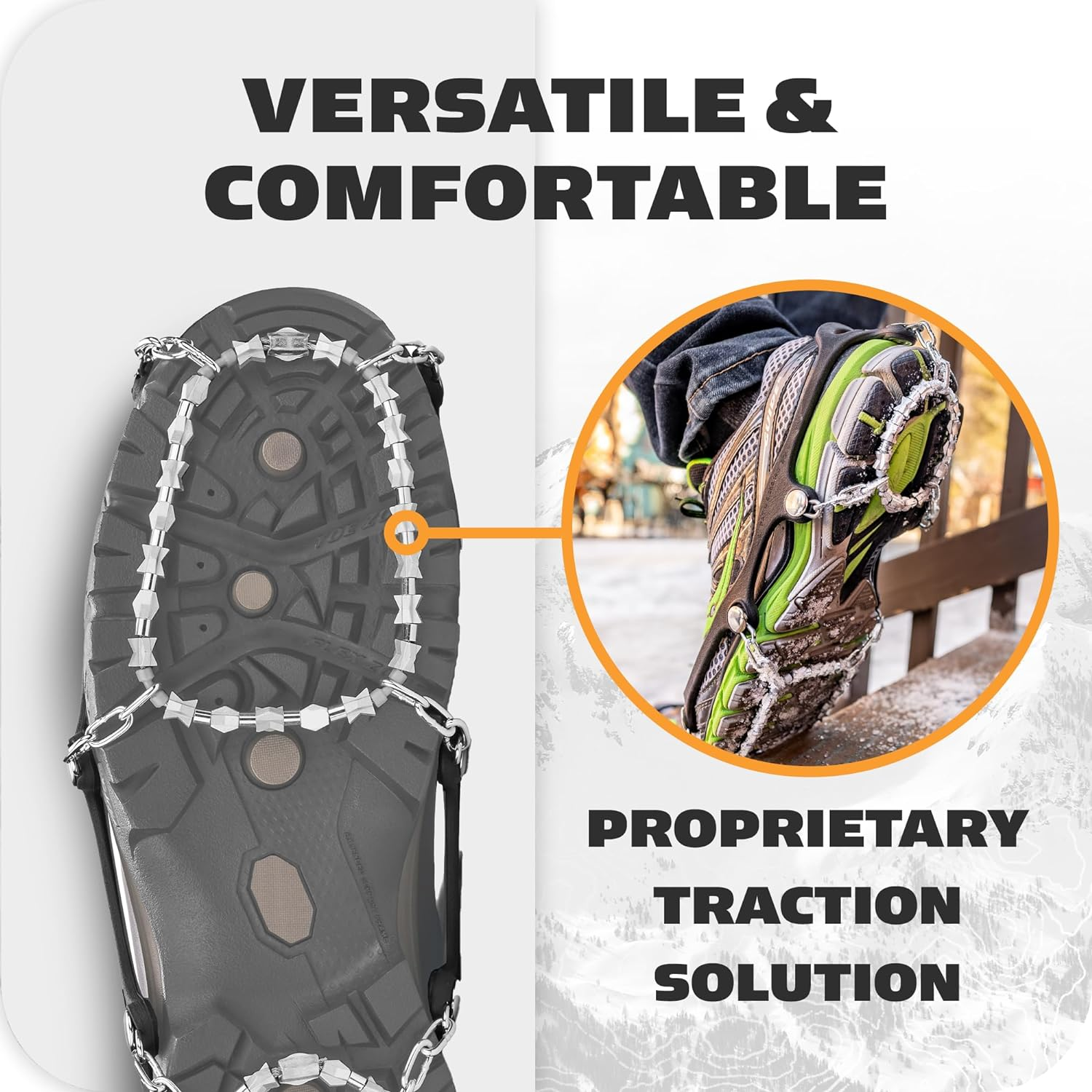 Yaktrax Diamond Grip - Full-Foot Traction on Ice, Snow, & Multi-Terrain Surfaces - Swiveling Diamond Bead Grip Points - Cold-Resistant Easy On/Off Elastic Upper Band image number 1