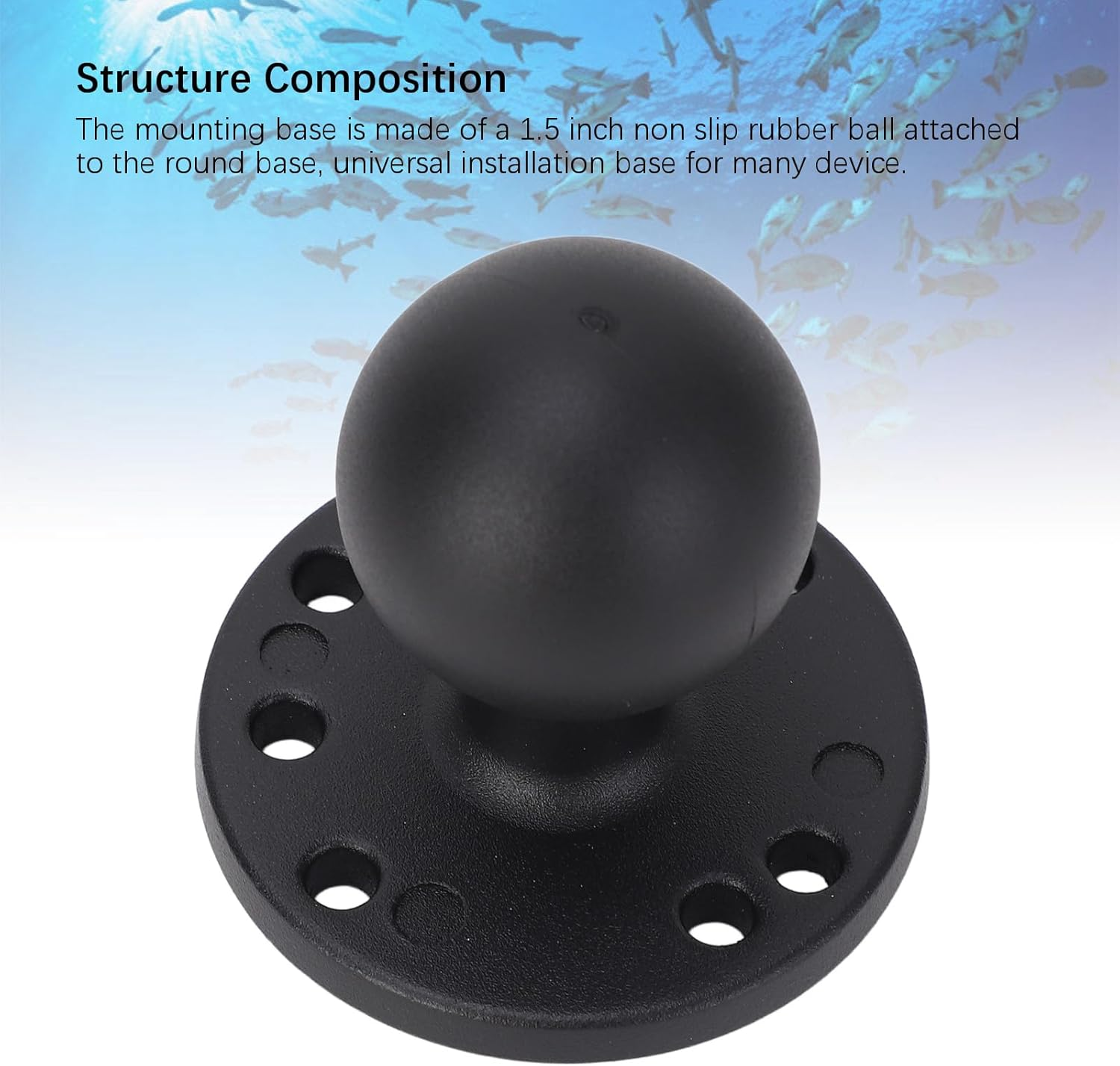 1.5 Inch Ball Mount with round AMPS Hole Plate Aluminium Alloy for RAM Mounts C Ball Double Base Arm image number 3