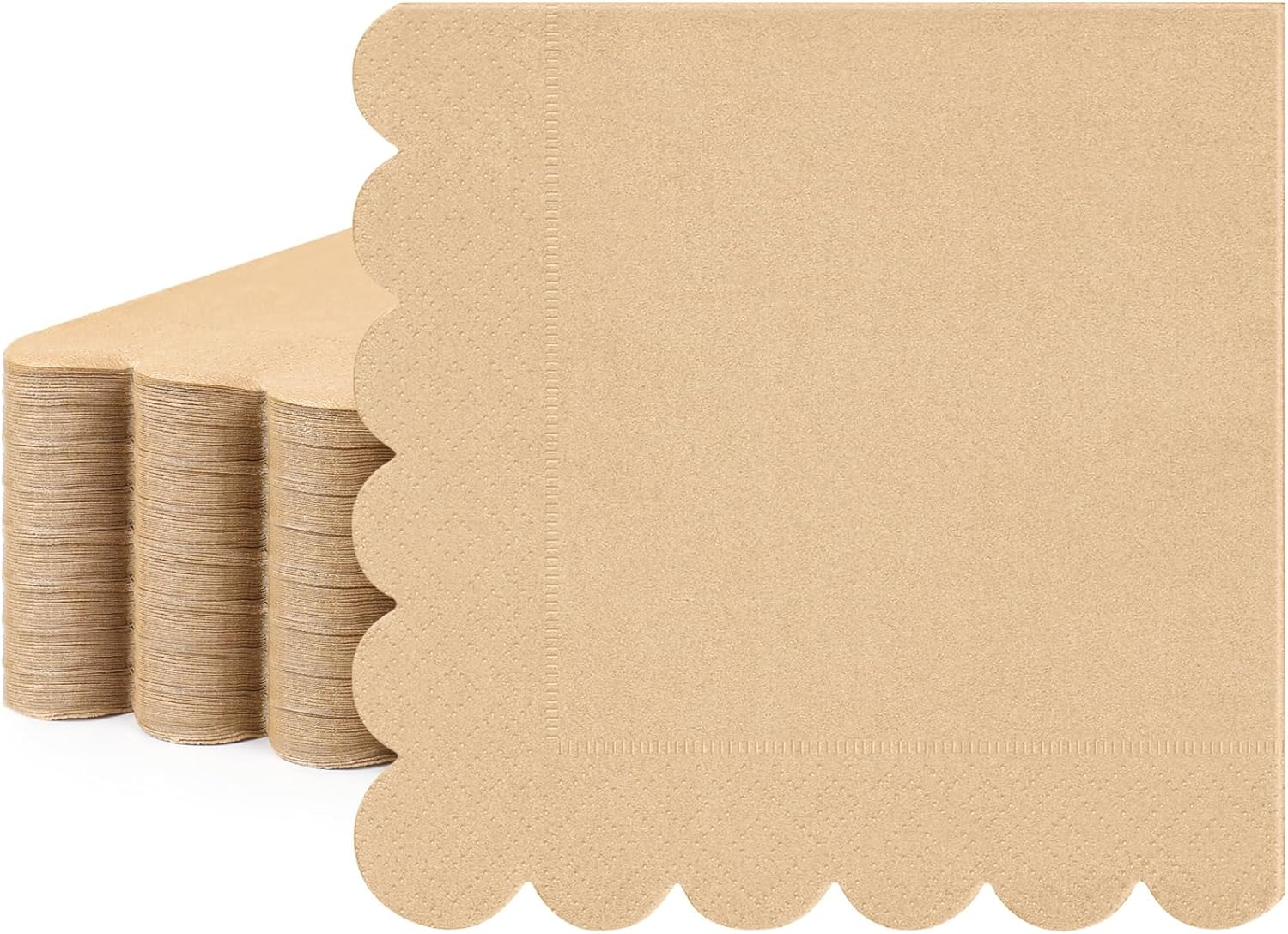 Fuutreo 100 Pcs Scalloped Cocktail Napkins Thick Paper Disposable Party Napkins Beverage Tissue for Wedding Dinner Birthday Supplies, 5 X 5 Inches(Navy Blue)