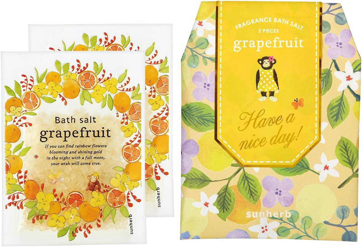 Sunherb Thanksgiving Bath Salt Gift, Grapefruit Scent (Present, Gift, 2 Bath Salts, Packaged)