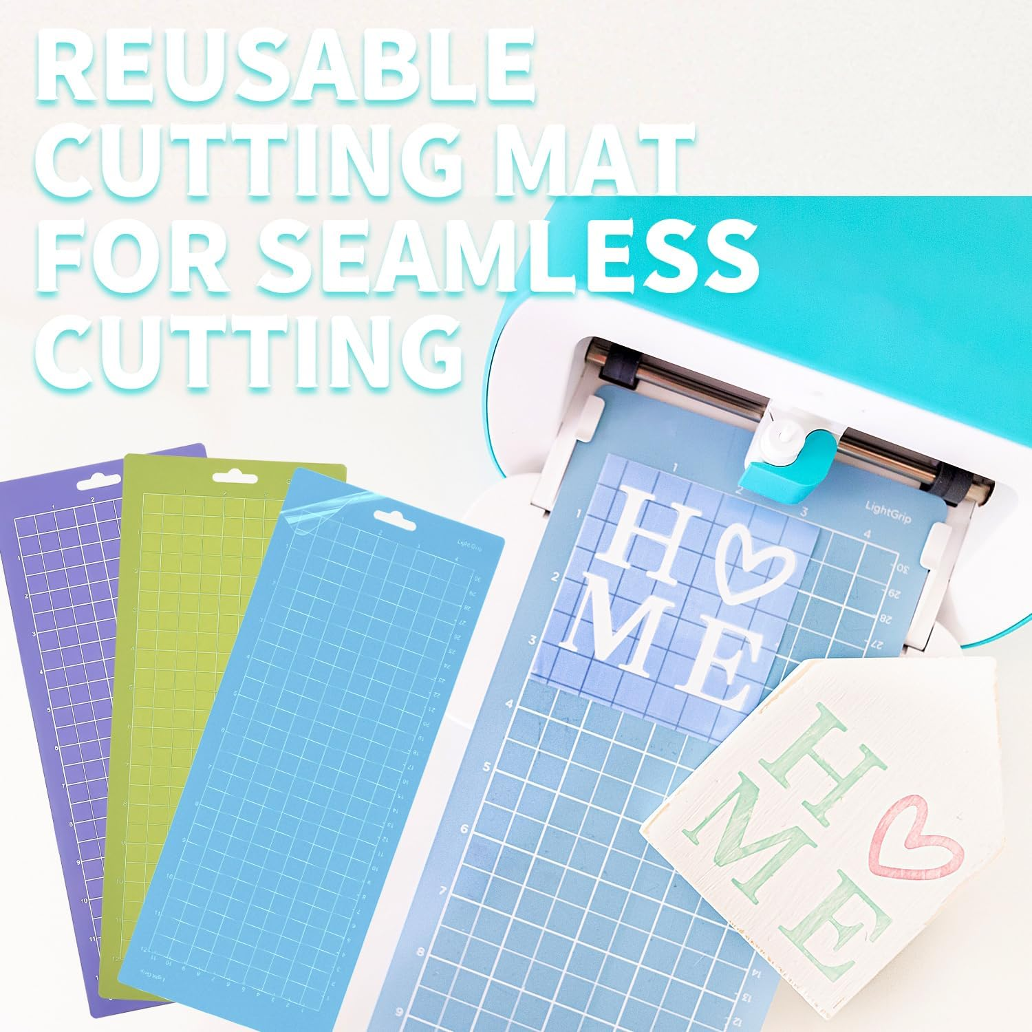 THANMAO 4.5" X 12" + 4.5" X 6.5"Cutting Mat，Blue Light Grip/Green Standard Grip/Purple Strong Grip, Adhesive Cutting Mats，Accessories for Cricut Joy（6 Pack） image number 4