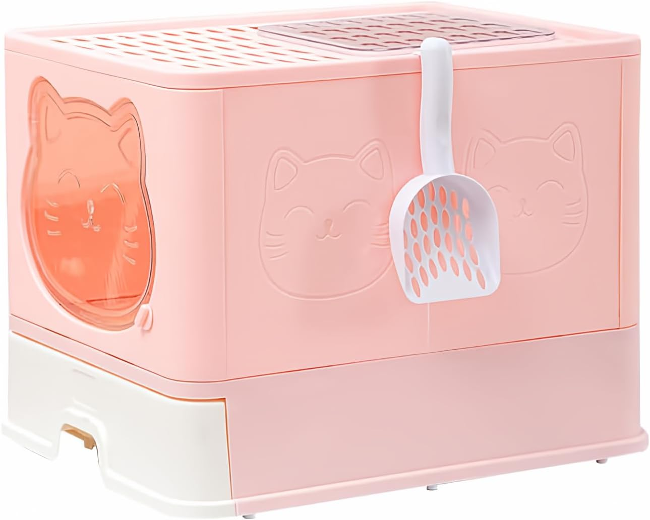 Meikuler Cat Litter Box Large Litter Pan for Cats Foldable Litter Boxes Comes with Cat Litter Scoop (Upg-Pink) image number 6