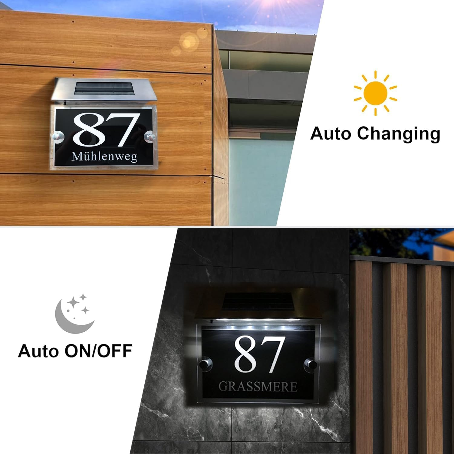 Solar Light House Signs Plaques Door Numbers 1-99999 Street Name LED 200Mm/190Mm Personalised image number 5