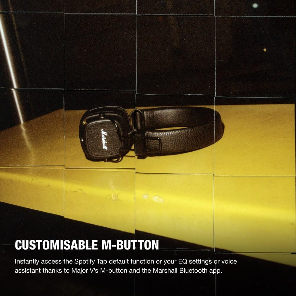 Major V Bluetooth Headphones - Foldable Wireless Headphones Bluetooth with 100+ Hours of Playtime - Black