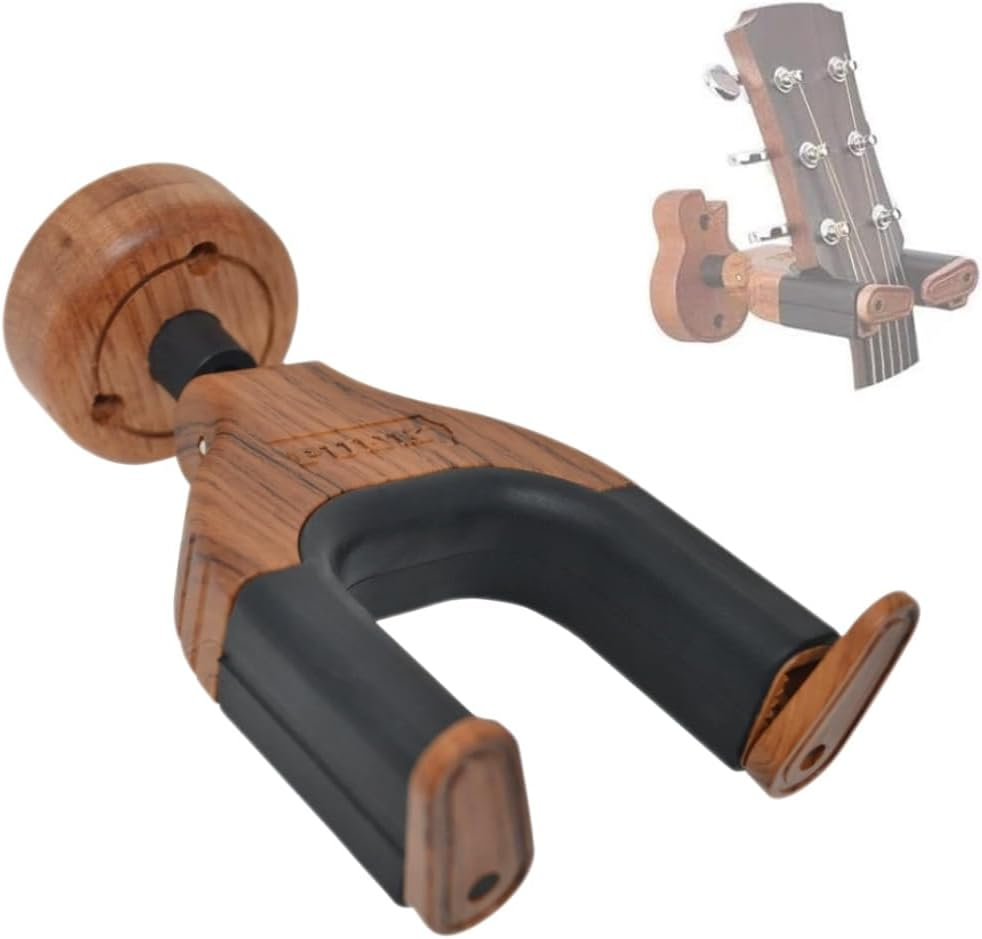 Oak-Finish Wooden Guitar Wall Mount with Black Padded Arms &ndash; Secure Display for Acoustic & Electric Guitars