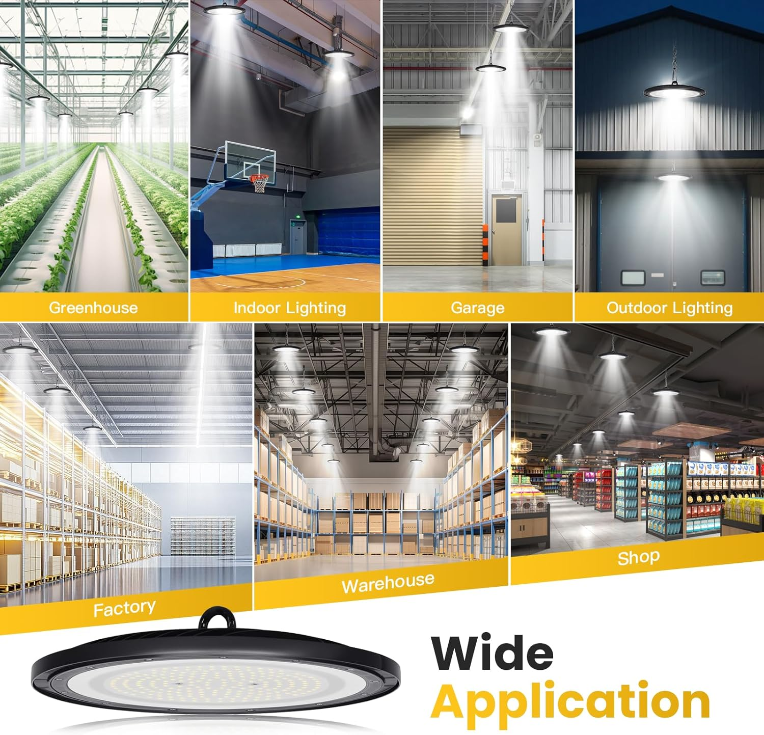 Advwin High Bay Lights 6500K 21000LM, LED Shop Light Lamp 1 Pack with Hook/Chain, IP 65 Waterproof, for Factory Warehouse Workshop Factory Store Garage Gym Industrial Shed image number 3