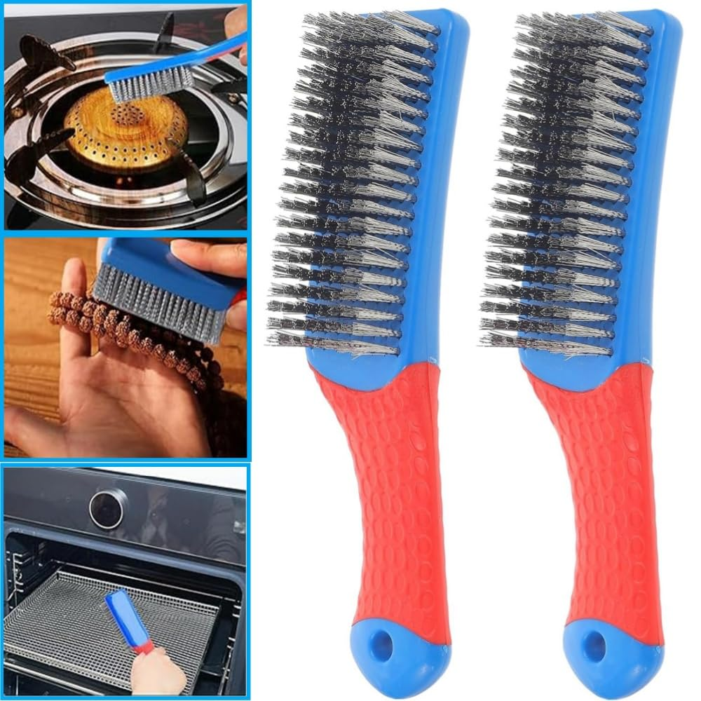 Stainless Steel Wire Metal Cleaning Brush, Used for Removing Rust and Dirt, Paint Scrubbing, 2 Pieces of Hard-Bristled Scraper Brush