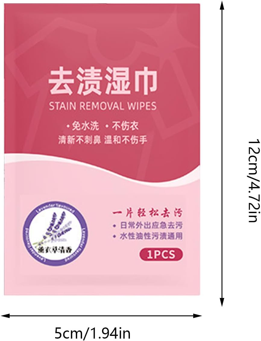 Stain Removal Wet Wipes | No-Wash Stain Remover for Clothes | Portable Individually Wrapped Cloth Towel for Clothes Shoes Bathroom Home Hotel Gym image number 4