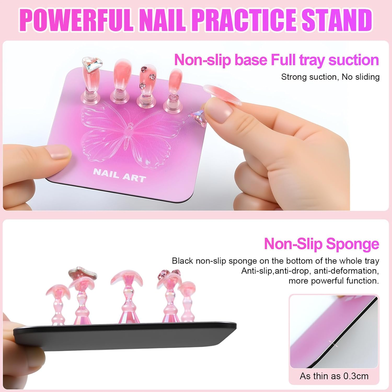 Press on Nail Stand,Magnetic Base for Painting Tool Supplies - Nail Tips Practice Stand,For Home Travel Vacation Art School Apartment Parties