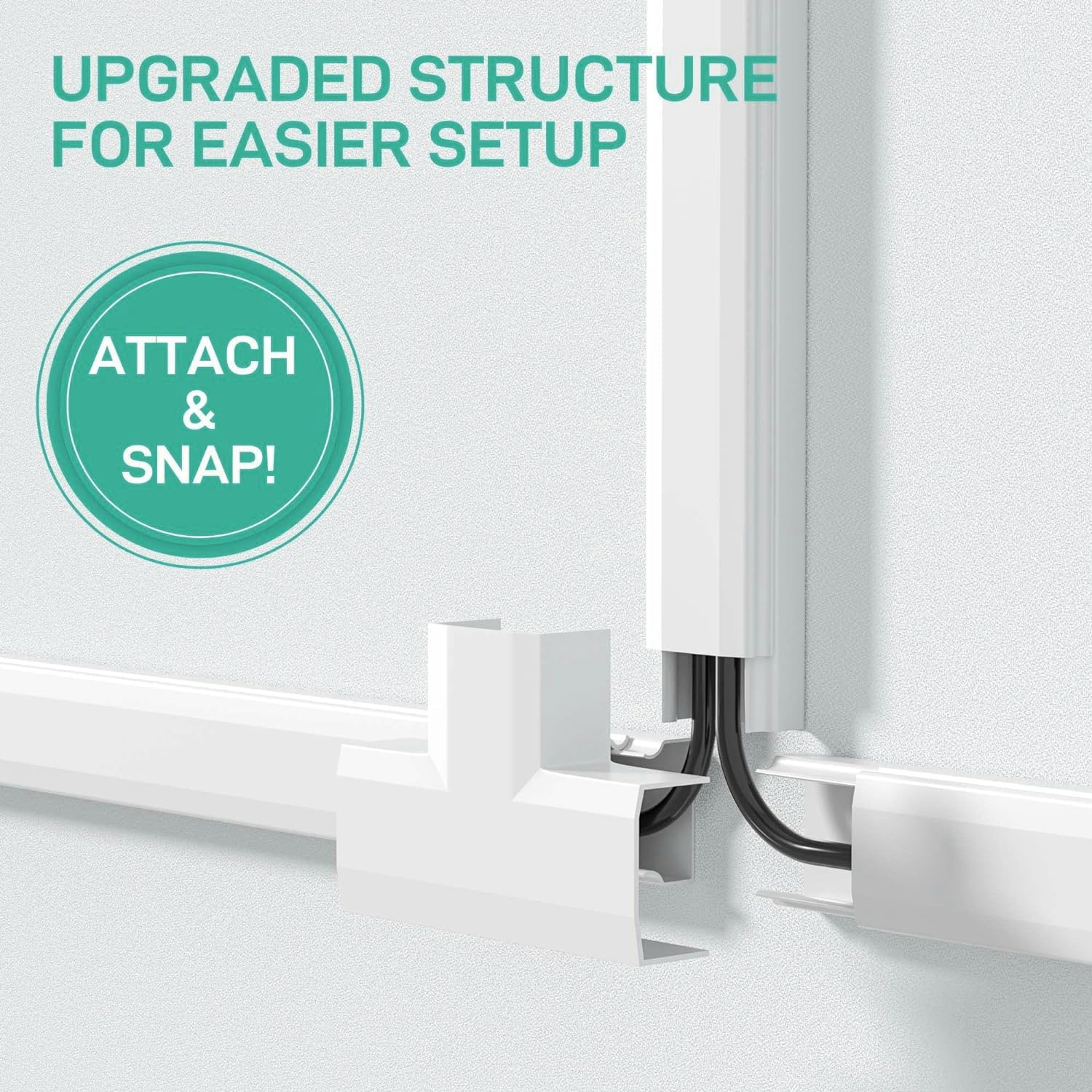 Cord Hider Wall Kit,125.6In Cord Covers for Wires, Cord Cover,Cable Hider Wire Covers for Cords, Wire Hiders for TV on Wall, Easy Set up Cable Cover Cable Management Kit, 8X W0.98 H0.5In image number 5