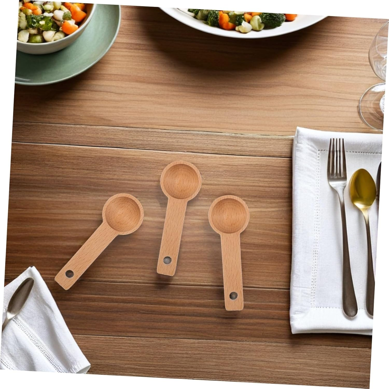 PHENOFICE 4Pcs Wooden Coffee Scoop Measuring Spoons for Jars Sturdy Beech Wood Coffee Beans Tea Milk Powder Baking Scoops Accurate Small Kitchen Tools for Espresso Preparation image number 2