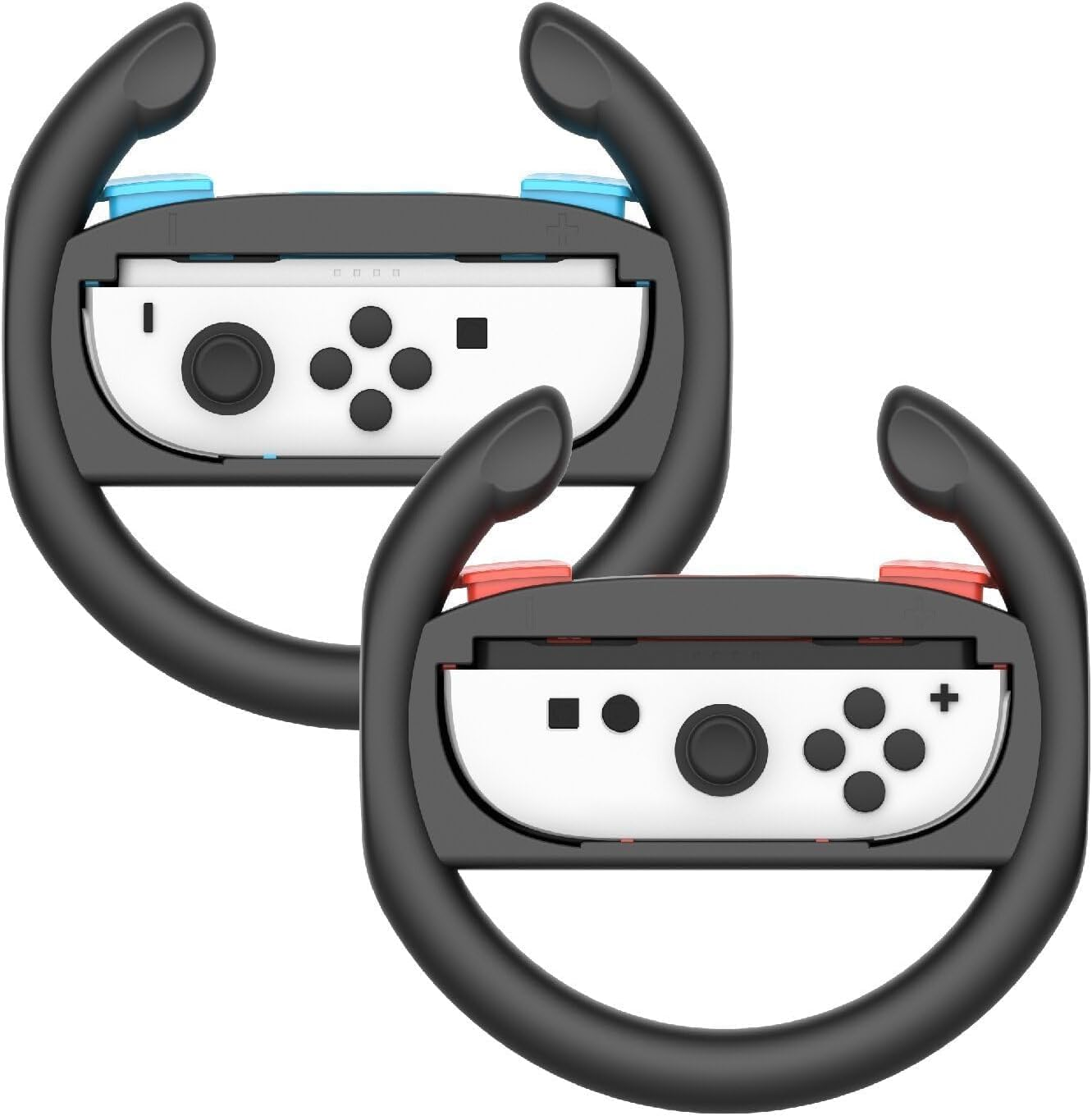 Nintendo Switch Steering Wheel, 2 Pack,Dual Racing Wheel Joy-Con Holder for Mario Kart 8 Deluxe/Live Home Circuit, Ergonomic Grip for Kids & Adults (Black)