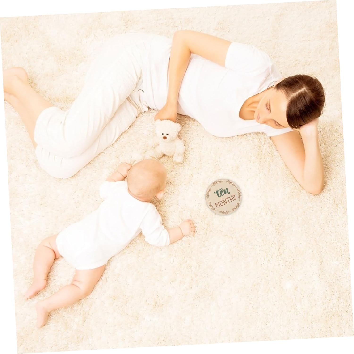 HOMSFOU Wooden Milestone Discs Monthly Milestone Cards Newborn Photo Prop Fine Craftsmanship Lightweight Portable Versatile Design image number 5