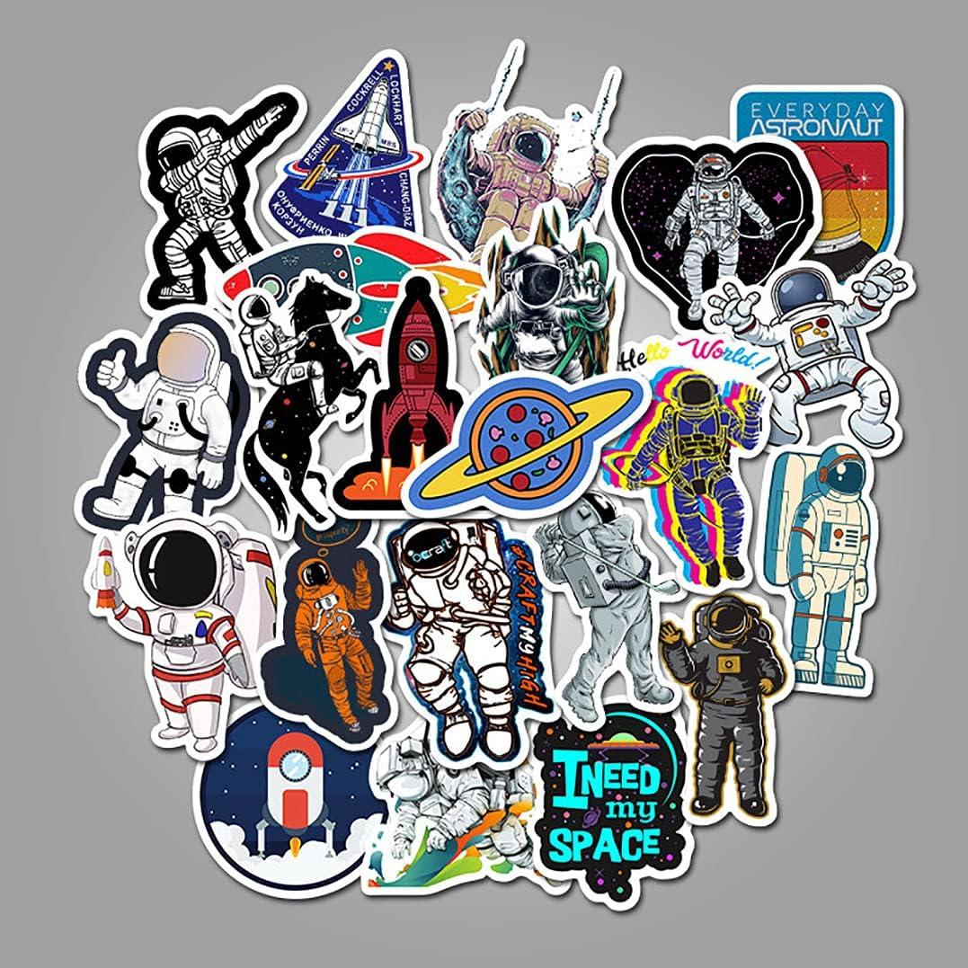 Astronaut NASA Space Explorer Stickers 50 Pcs, Vinyl Waterproof Universe Cosmic Planet Sticker Decals for Water Bottle Laptop Guitar Skateboard Car Bike Bumper Suitcase Luggage for Adults Teens Kids image number 1