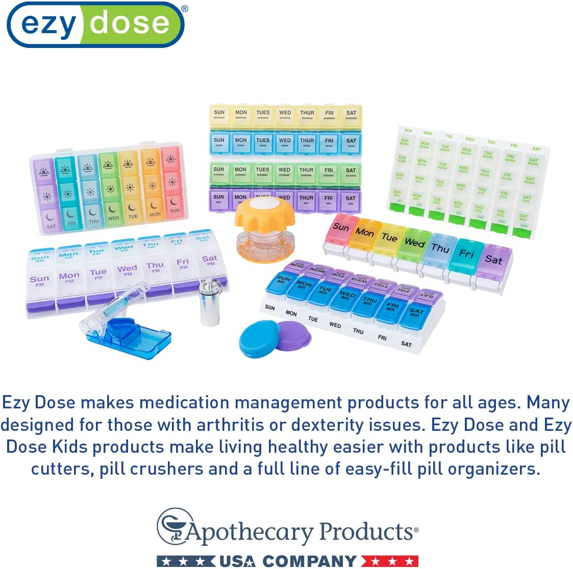 Ezy Dose 4-Times-A-Day Weekly (7-Day) Pill and Vitamin Organizer │ Pill Planner│ Medium Compartments