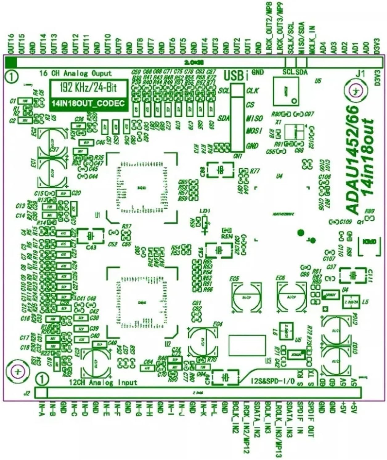 ADAU1466/ADAU1452+CS42448 14 in and 18 Out DSP Audio Decoding Module(Adau1466) - Adau1452 image number 2