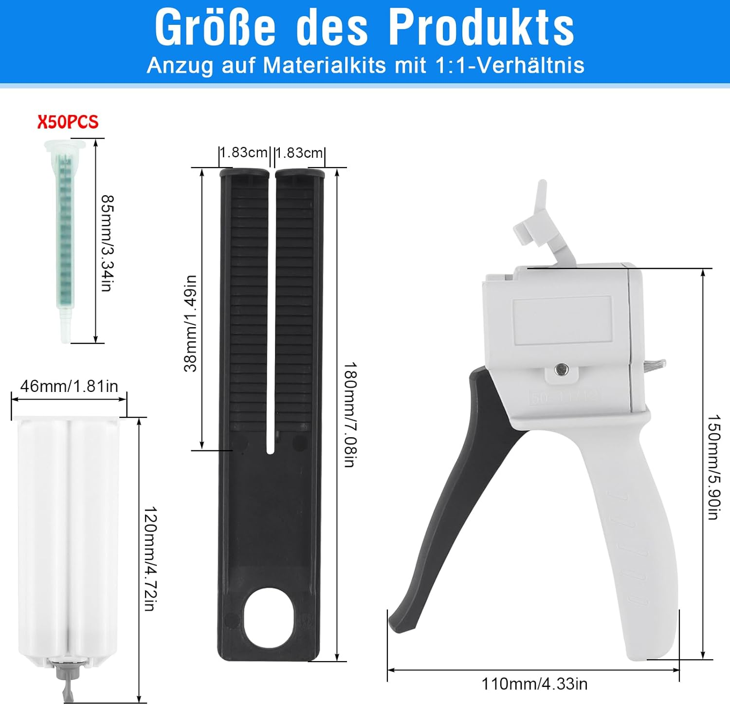 50 Ml AB Epoxy Glue Gun Handle Glue Mixed Dosing Gun for Mixing (2 Components 1:1 50 Ml) image number 4