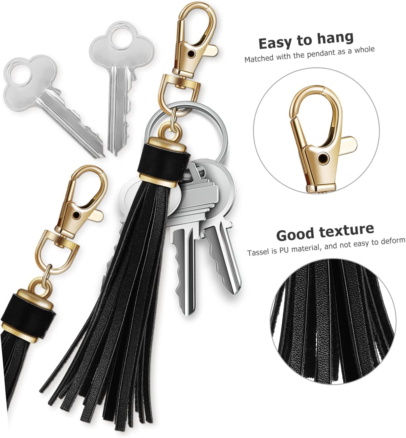 DOITOOL 10Pcs Pu Leather Tassel Keychain Pendants Stylish Bag Charms for Handbags Accessories for Home Car Office Keys Unique Special Occasions image number 5