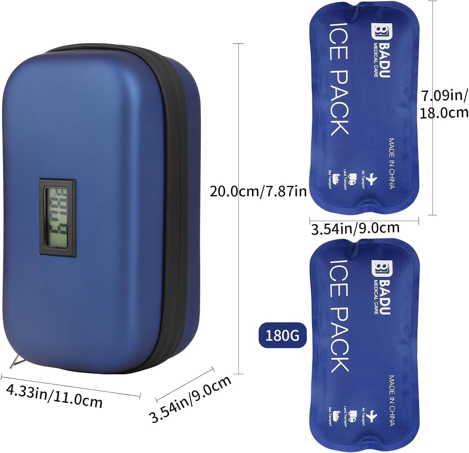 24H Insulin Cooler Travel Case TSA Approved Refrigerated Medicine Cooler for Travel W/Thermometer Temperature Display Diabetic Travel Case Bag W/2 Reusable Ice Packs for Daily Life Trip image number 4