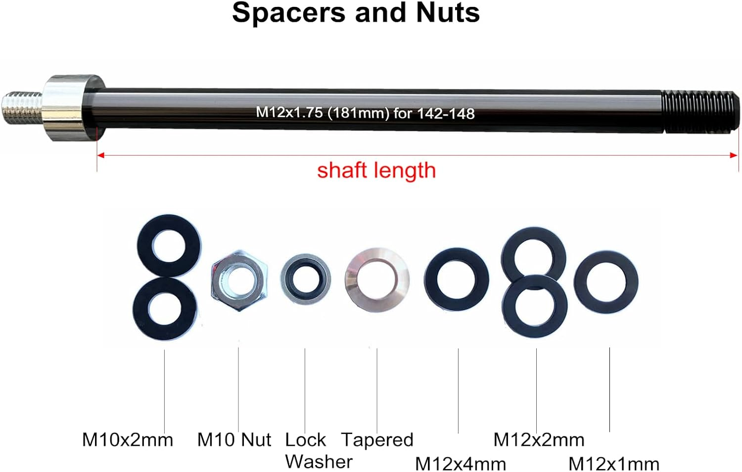 Bike Trailer Hitch Thru Axle Adapter 12Mm Thru Axle with 1.0/1.5/1.75 Thread Pitch Shaft Length 167~185Mm image number 5