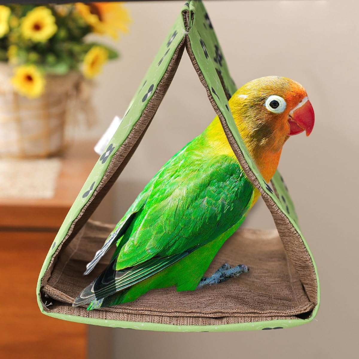 Hanging Triangle Bird Nest for Parrots | Summer Bird Sleeping Nest | Scratch-Resistant Hammock for Sun Conure, Monk Parakeet, Peony, and Starling Birds
