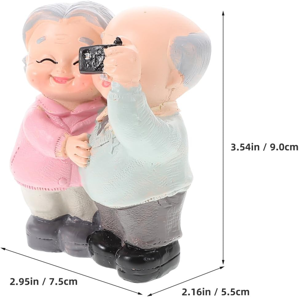 Veemoon Elderly Couple Figures Older Couple Figure Cake Figurines Grandparents Old Couples Figures Cake Grandma Grandpa Desktop Ornament for Valentines Day Anniversary Party Decoration image number 3