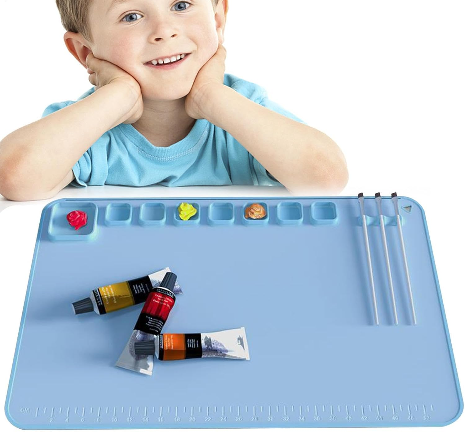 Silicone Artist Mat | 23Inchx16Inch Heat Resistant Silicone Crafting Mat Nonstick Nonslip - No Staining Supplies Accessories for Resin, Painting, Paint, Clay, Craft image number 6