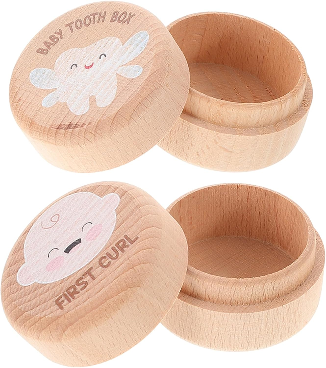 Outanaya Wooden Tooth Keepsake Box Baby Tooth Holder Box for Boys Girls Storage Souvenir 2Pcs Set Natural Wood Baby Keepsake under Pillow image number 6