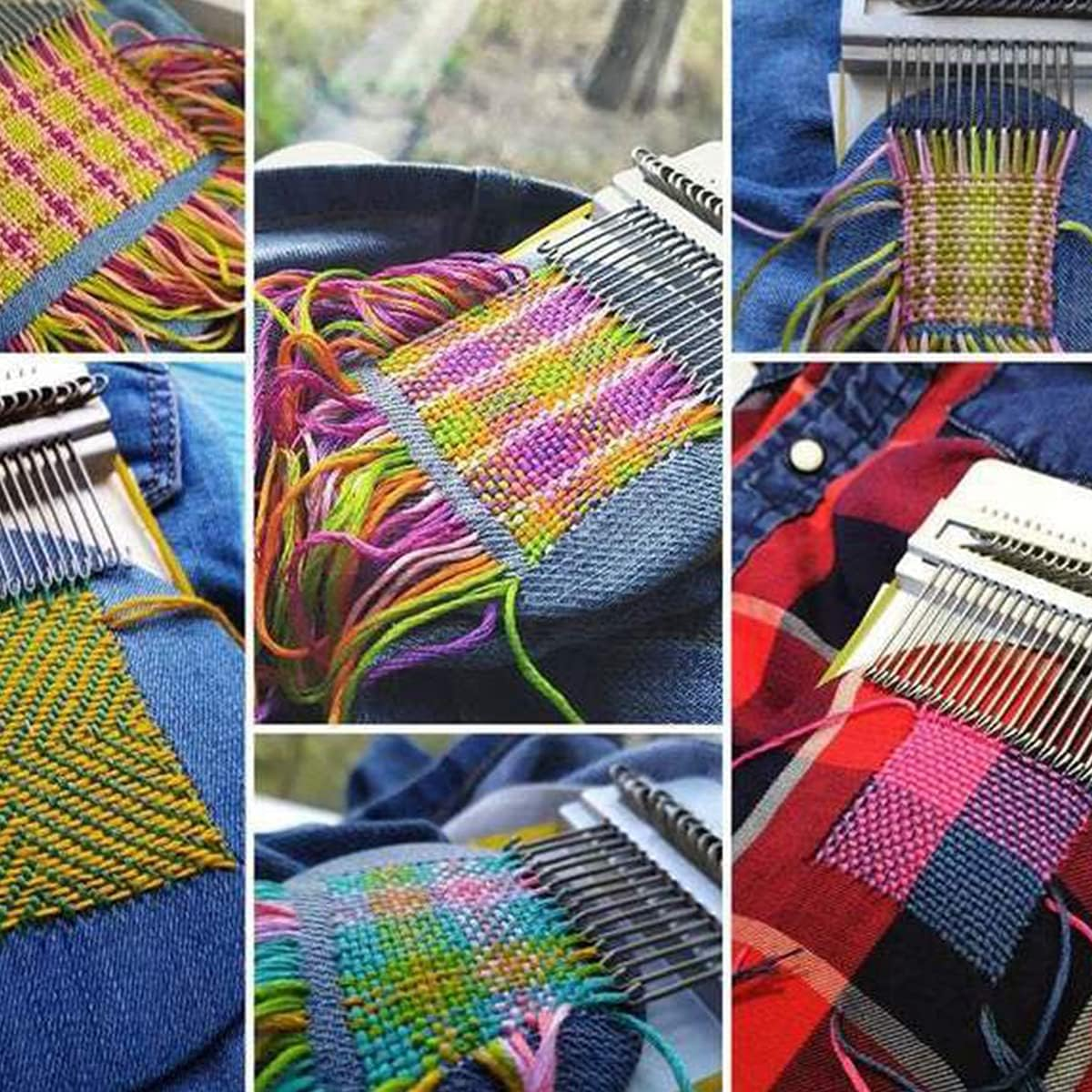 Small Weaving Loom, Wooden Speedweve Darning Loom Type Weave Tool, Convenient DIY Darning Machine for Mending Jeans and Clothes Quickly and Easily, Makes Beautiful Stitching (14 Hooks) image number 2