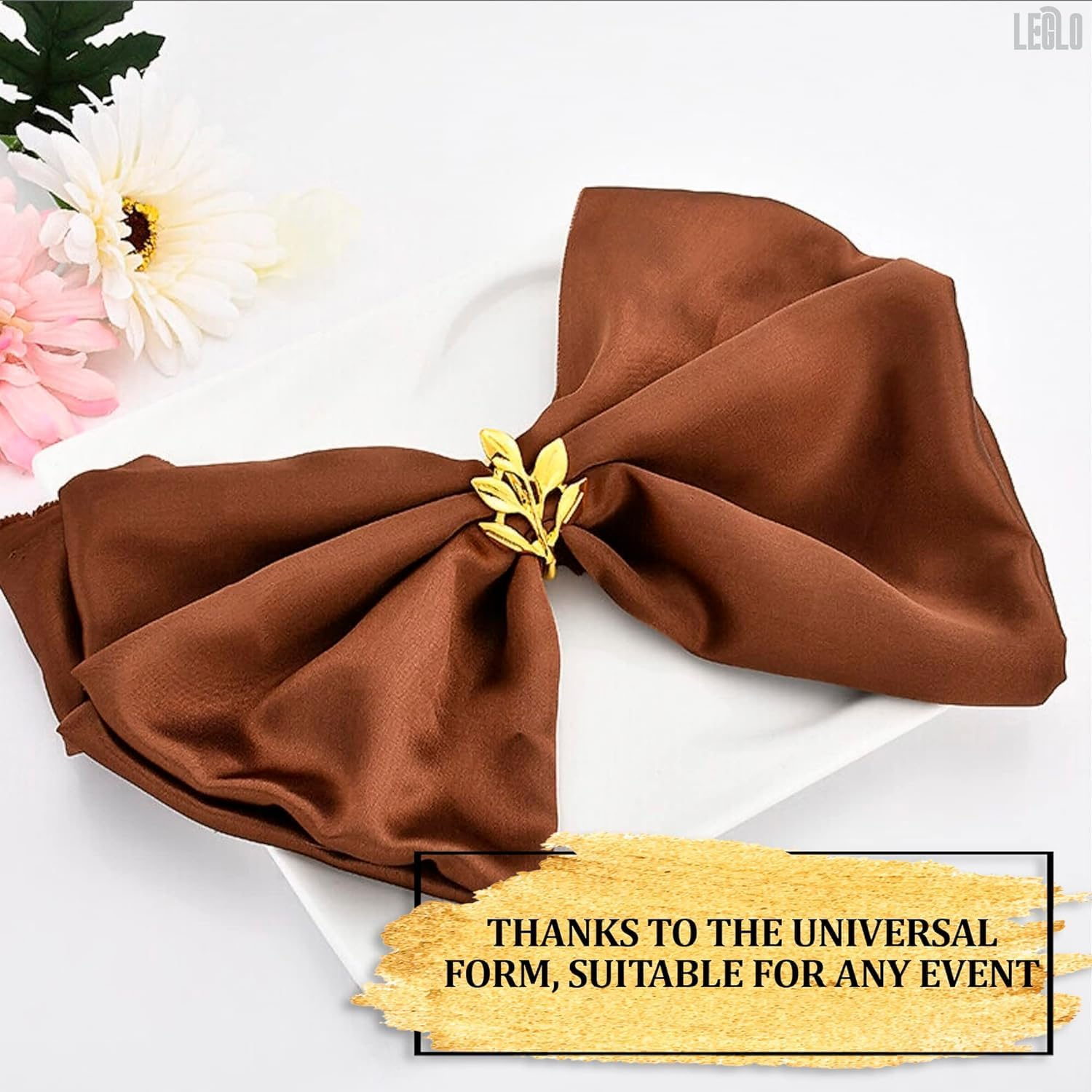 20Pcs Napkin Rings, Leaf Gold Napkin Rings Set for Table Napkins, Home Decor for Cloth Napkins, Stylish Gold Napkin Holder, Kitchen Decor and Wedding Decorations image number 2