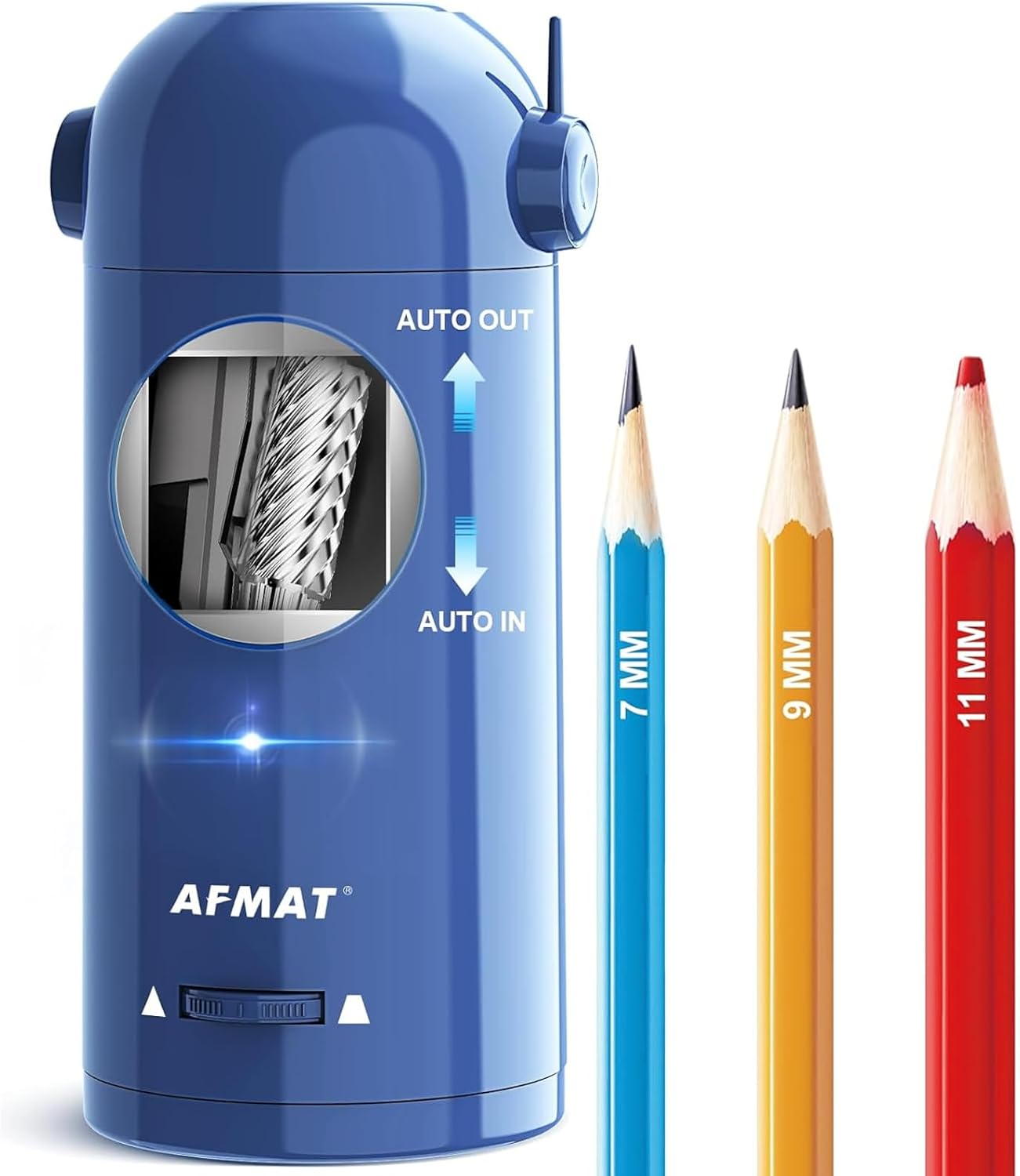 AFMAT Electric Pencil Sharpener, Fully Automatic Rechargeable Pencil Sharpener for 7-11.5Mm Pencils, Auto in & Out, Hands-Free Robot Pencil Sharpener for Home, Classroom, Battery Operated, Green