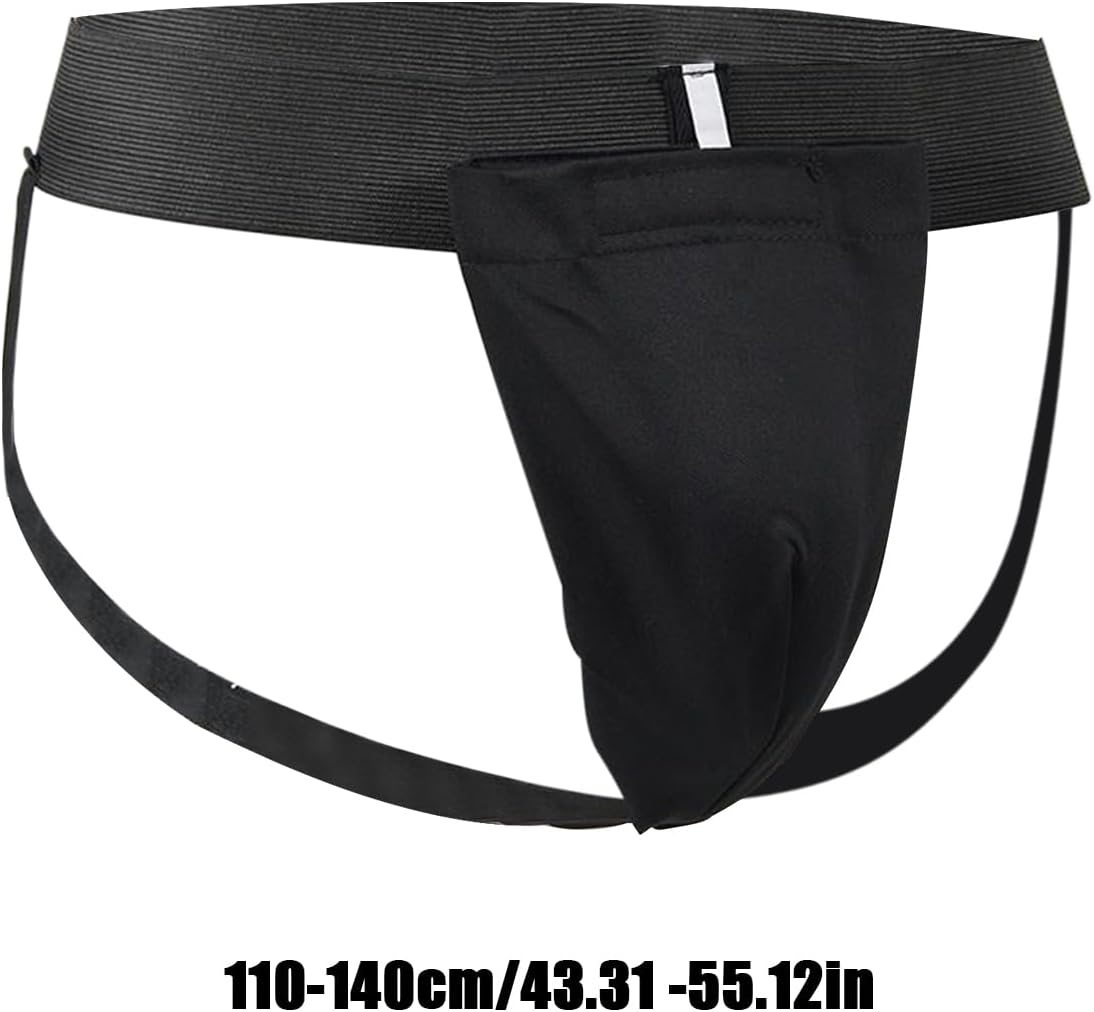 Groin Guard - Shock Absorbent Groin Protector - Adjustable Breathable Guard for Sparring Training Fighting Ice Hockey Grappling Boys Kickboxing Arts Men - Black image number 6