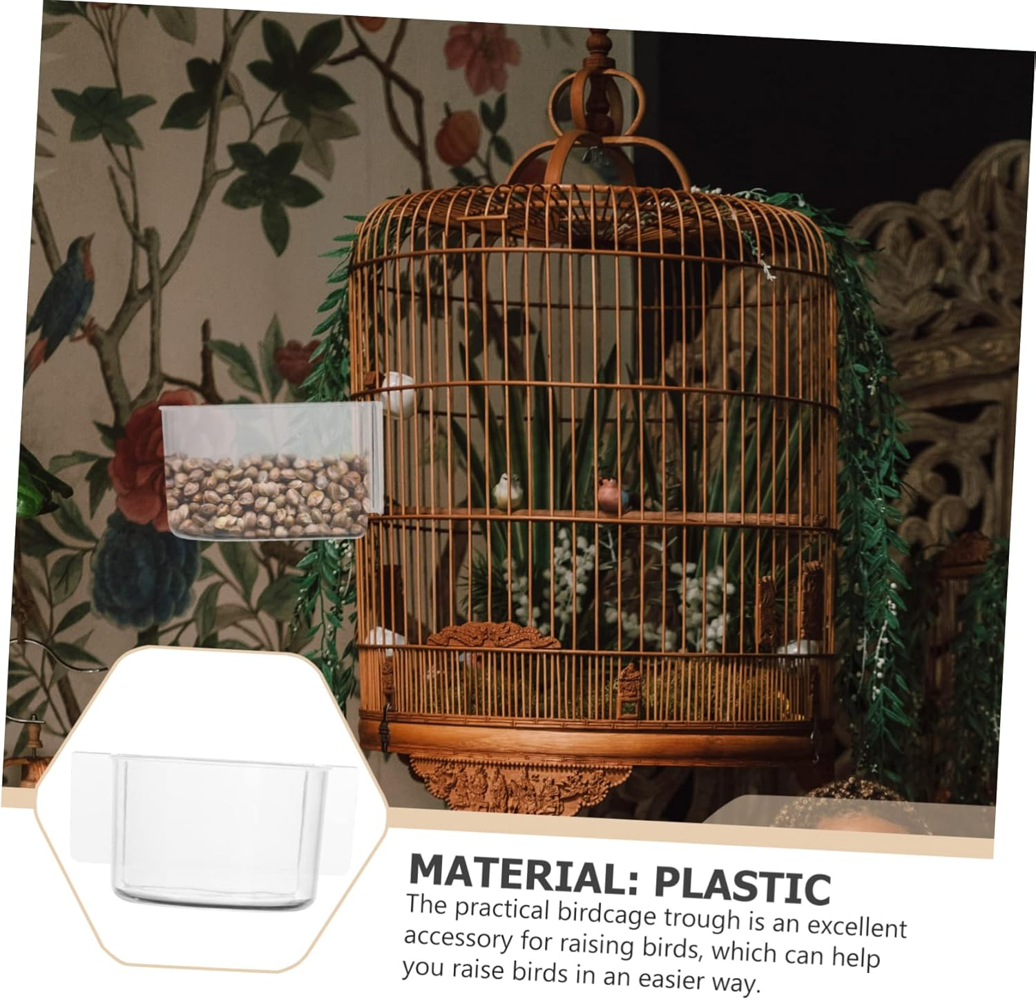 Kisangel 2Pcs Semicircle Bird Food Bowl Trough Thickened Bird Cage Accessory(Transparent) image number 6