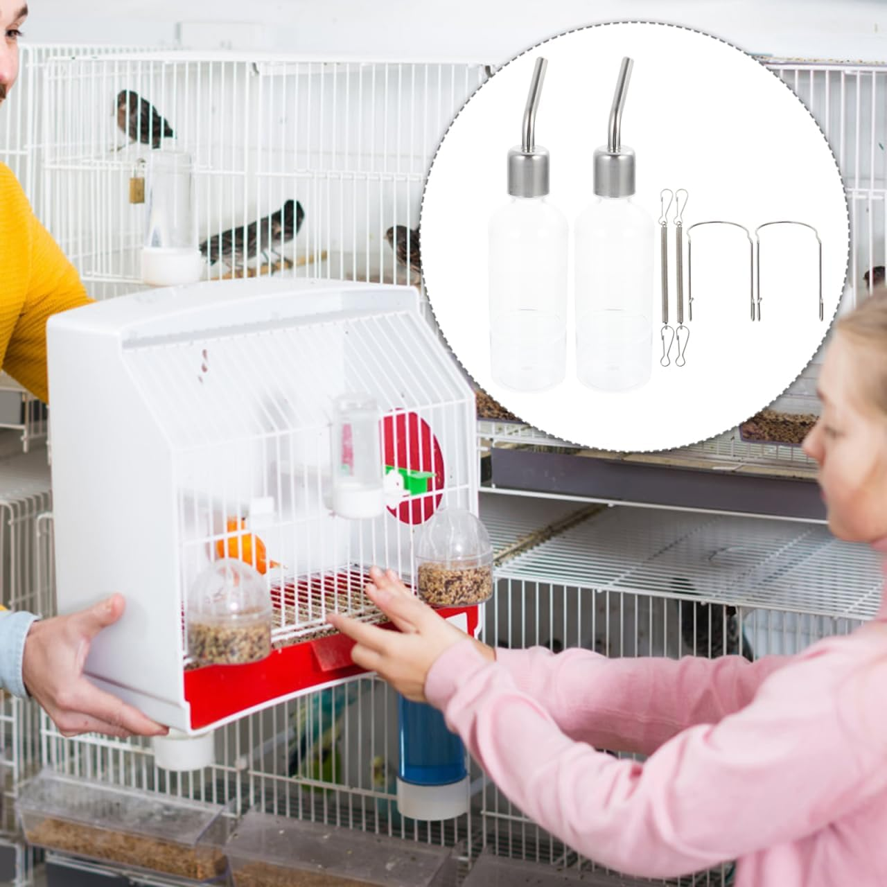 GANAZONO 2Pcs Rabbit Water Bottle Hanging Water Feeder Dispenser Plastic Adjustable Pet Drinking Bottles for Guinea Pigs Chinchillas Small Animals image number 2