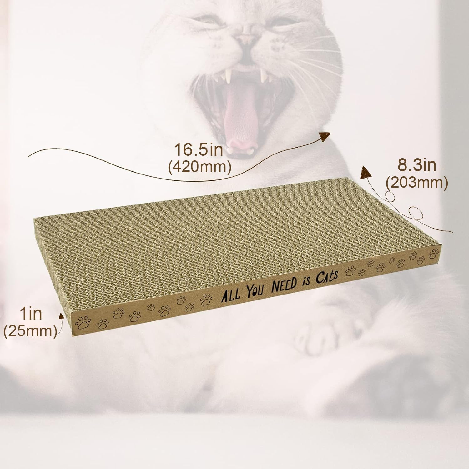 Accencyc Cardboard Cat Scratcher Pads Cat Scratching Board for Indoor Cats 17&rdquo;Lx8.3&rdquo;Wx1&rdquo;H Dual-Side Corrugated Cat Scratching Post Reusable Cat Supplies - 6 Pack - 3-Pack image number 3