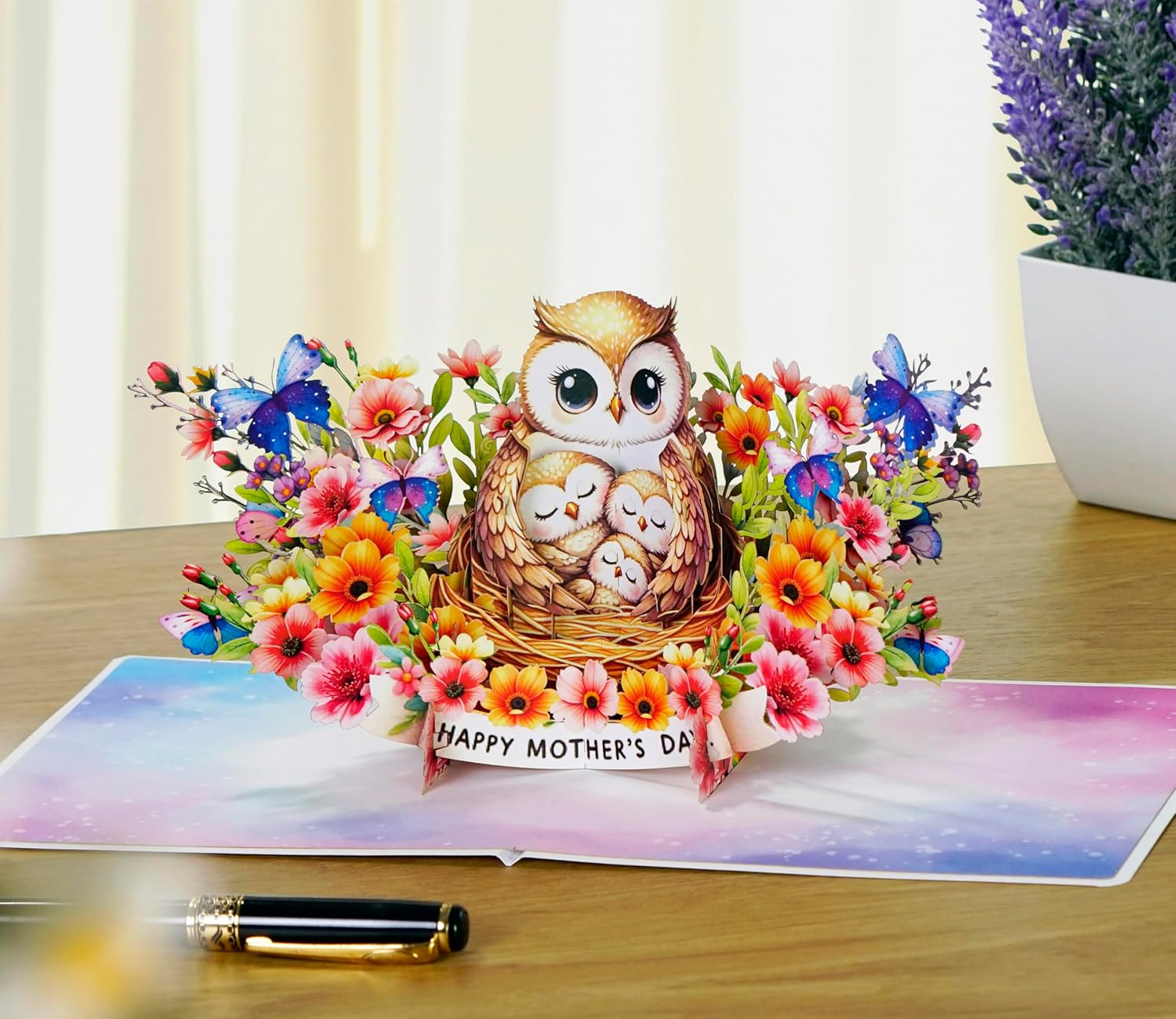 CUTPOPUP Mothers Day Card Pop Up, 3D Birthday Greeting Card, Mother'S Day Card for Women, Mom, Wife, Grandma, Daughter (Owl Mama)