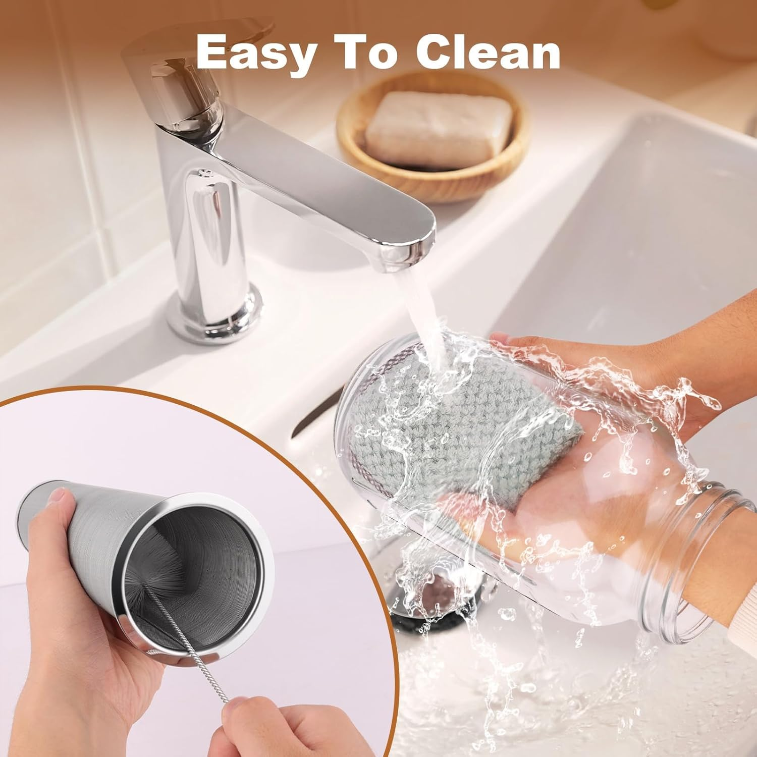 Cold Brew Coffee Maker, 64 Oz Wide Mouth Mason Jar Pitcher with Stainless Steel Filter, Pour Spout Handle Lid, Heavy Duty Glass Airtight (2L) image number 5