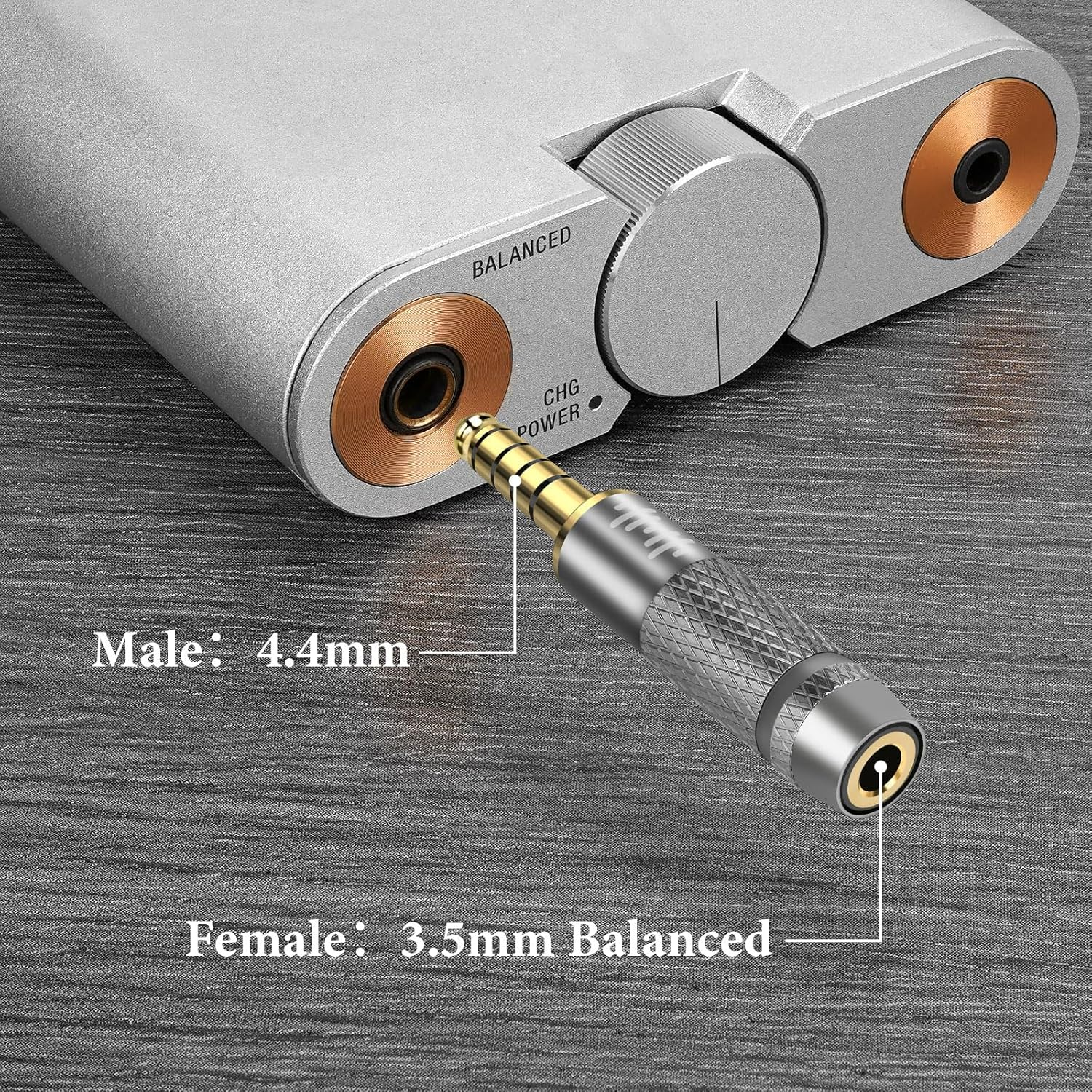 Geekria 4.4Mm to 3.5Mm Balanced Headphones Adapter Converter for 3.5Mm 4-Pole Cable to 4.4Mm Player Device, Durable Aluminum Alloy Conversion Audio Plug, Gold Plated image number 2