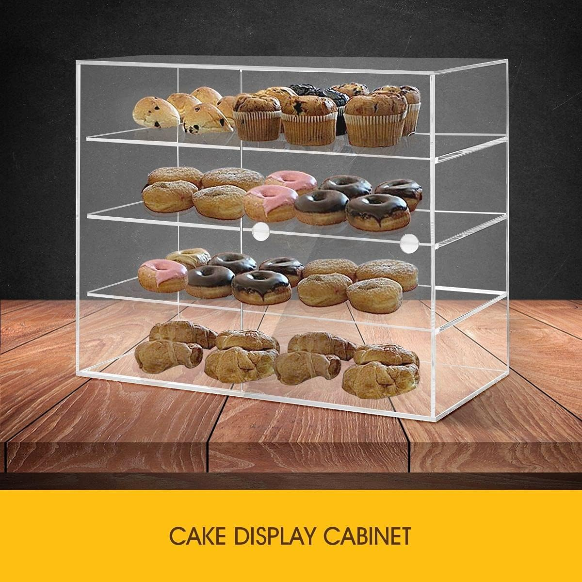 Maxkon 4 Tier Acrylic Bakery Cake Display Case Large Clear Cupcake Display Cabinet with Sliding Door for Donuts Cupcake Bread Dessert Pastries Collectibles image number 5