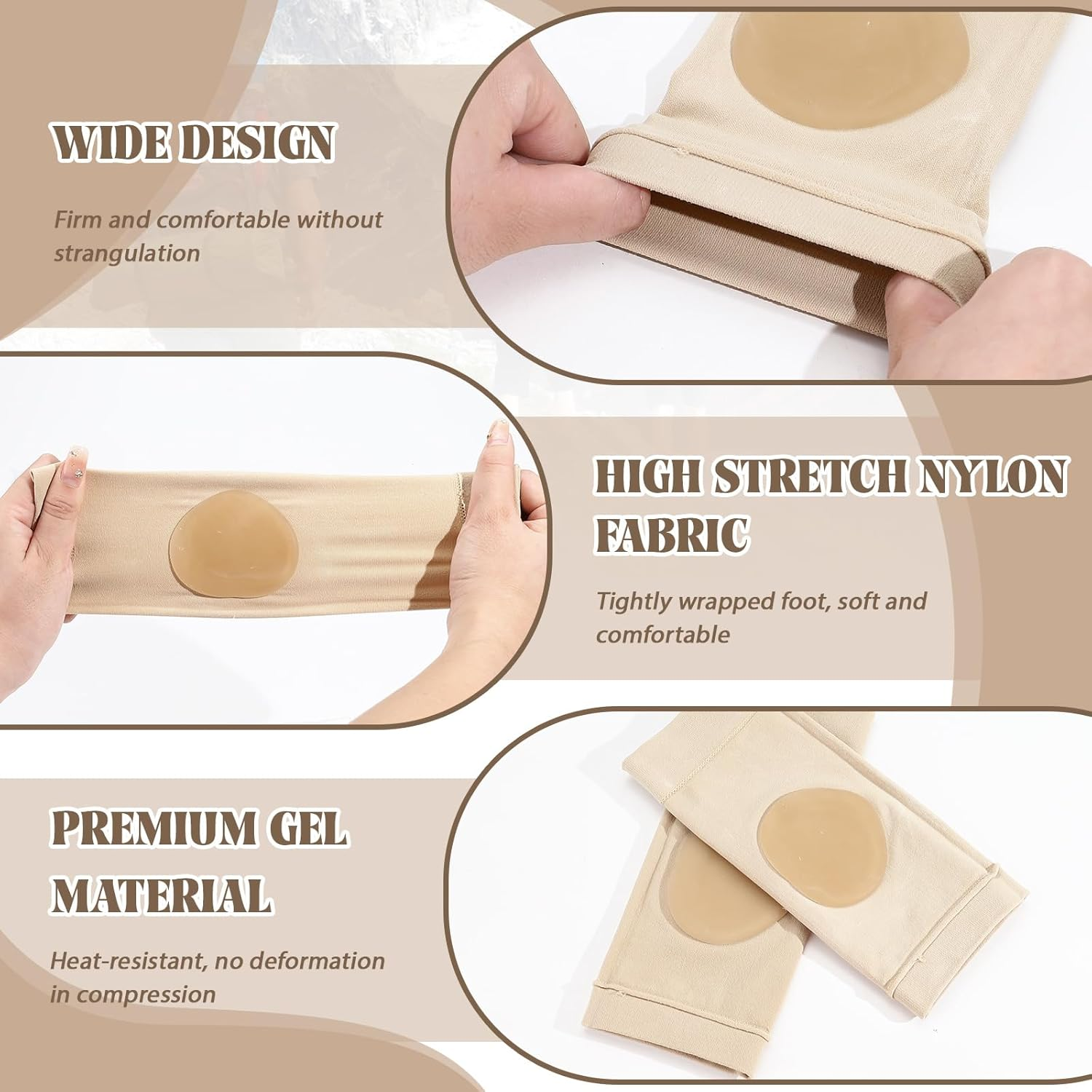 2 Pairs Ankle Protector Gel Sleeve, Malleolar Padded Skate Socks with Silicone Pads for Figure Skating, Roller, Hockey, Boots, Brace, Splints, Shoes, Ankle Support Cushion, Ankle image number 1