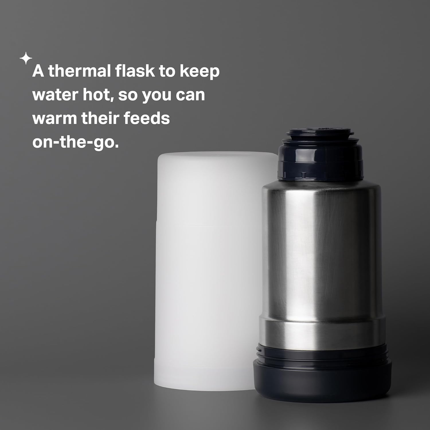 Tommee Tippee Travel Bottle and Food Warmer, Portable Baby Bottle Warmer Ideal for Travel, Thermal Insulation, Stainless Steel Flask with Leak-Proof Lid image number 1