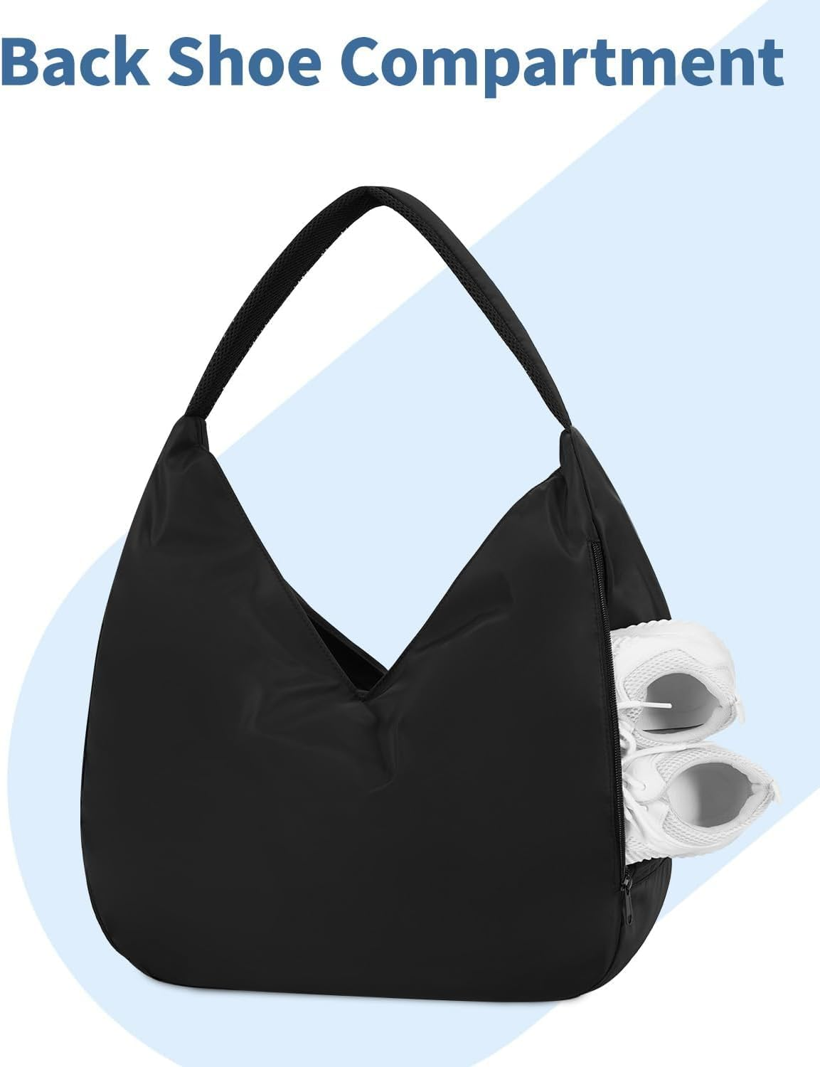 Women'S Large Gym Bag - Stylish Sports Duffel with Concealed Yoga Mat Holder & Shoe Compartment, Ideal for Workouts, Dance, and Overnight Travel with Wet Pocket for Yoga (Black) - Black image number 5