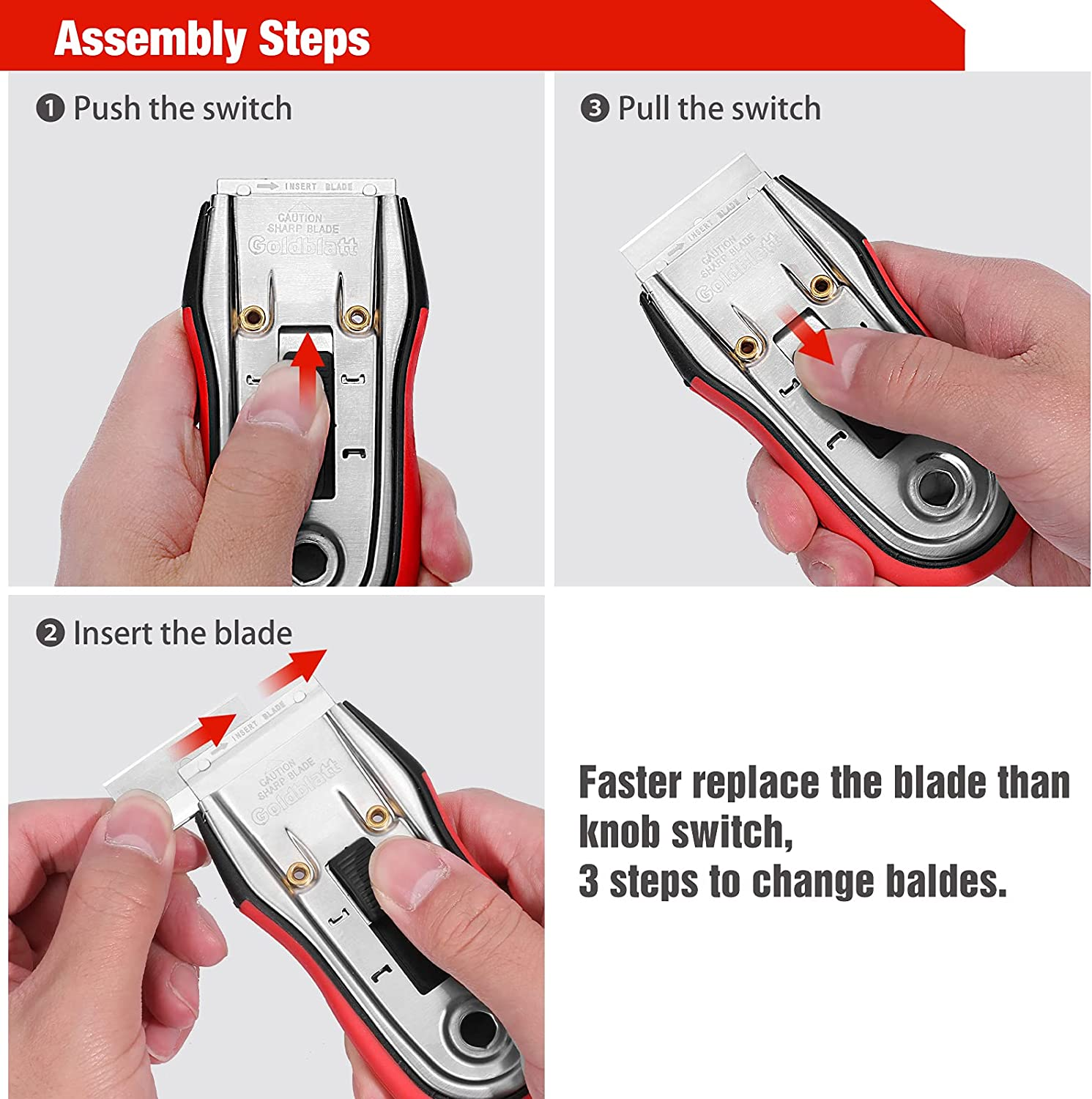 Goldblatt 2 Pieces Razor Blade Scraper with 20-Piece Blades, Razor Scraper Tool, Razor Holder for Cleaning Glass Cooktop, Window, Decals, Stickers, Labels, Caulk, Adhesive, Paint Glue Removal image number 6