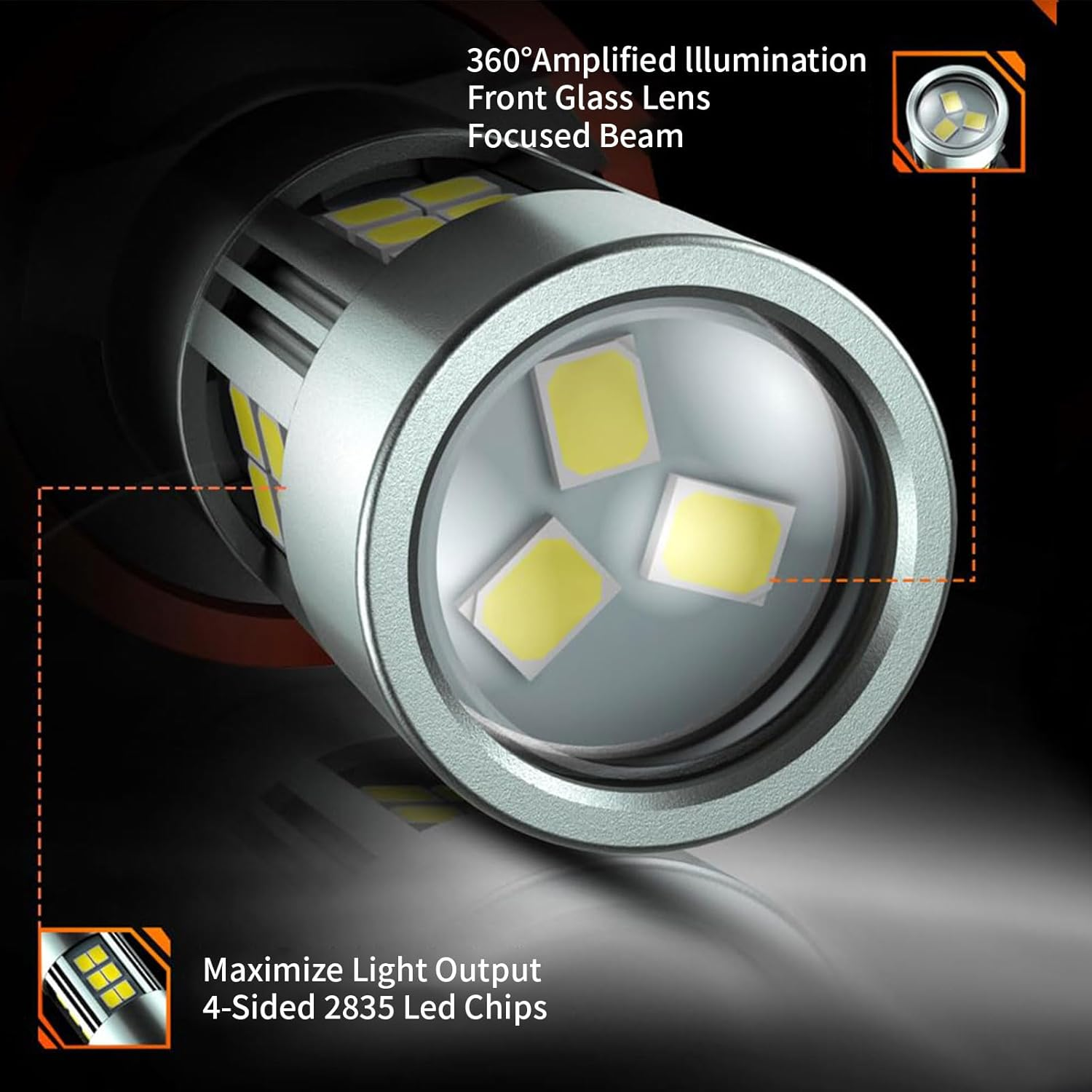 MAEZOE 2PCS H11/H8 White LED Fog Light Bulbs, Super Bright Plug-And-Play Car Lights for Night Driving & All Weather, Waterproof Headlight Upgrade for SUV, Sedan, 4WD