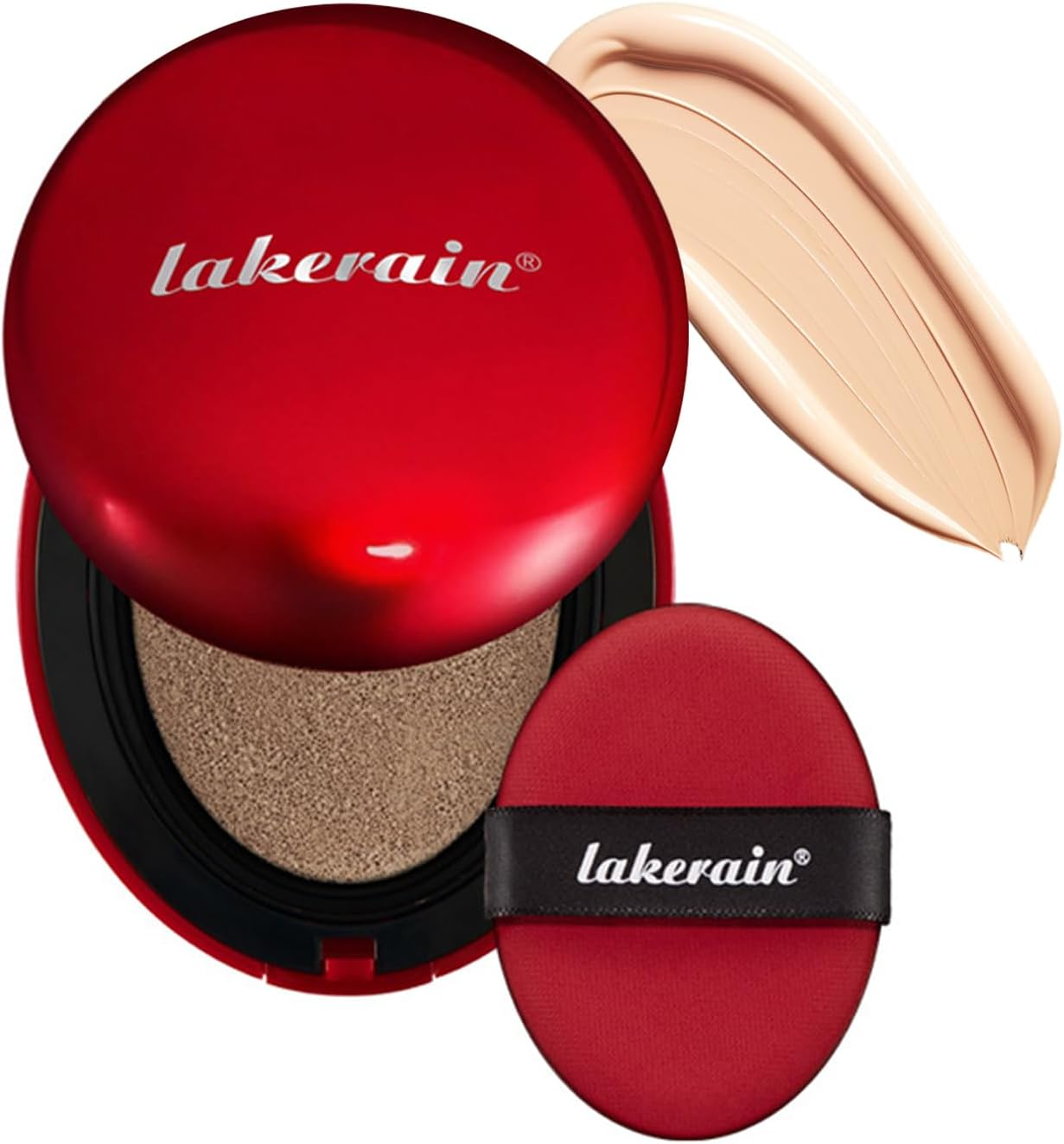 Mask Fit Red Cushion Foundation, 72-Hour Lasting Full Coverage Liquid Foundation with Egg Puff Applicator, Lightweight Hibiscus Extract Buildable Makeup for Glass Skin(#23N Sand, 17G)