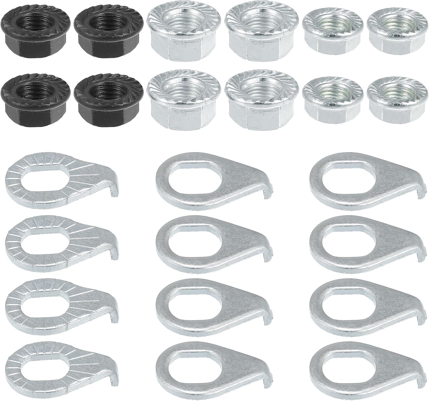 Uxcell 1 Set Bicycle Nuts and Bicycle Safety Washer Kit M8/M9.5/M10 Bicycle Nut with M8/M10 Bike Safety Washer for Front Rear Mountain Bike Wheel Axle image number 4