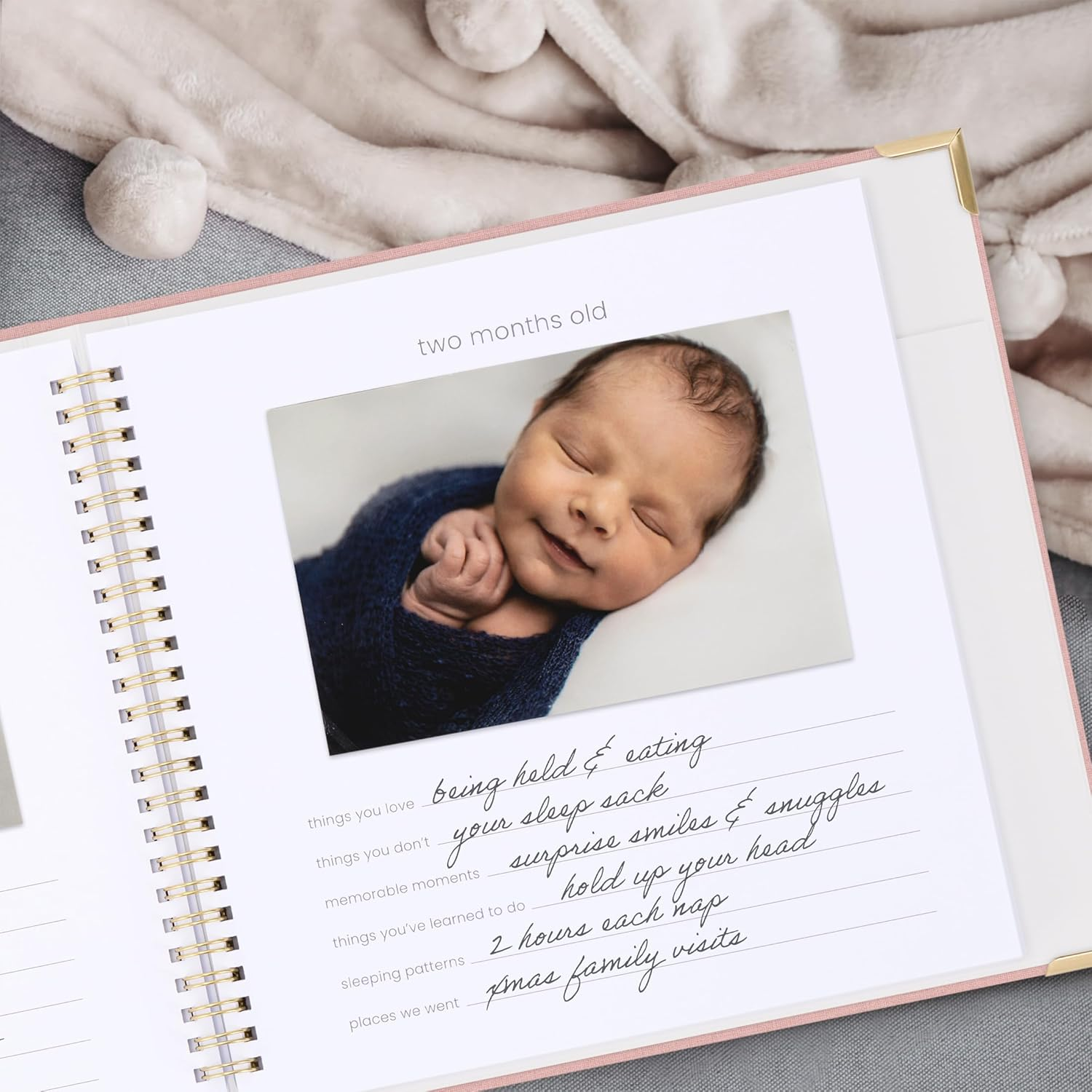 Keepsake Baby Memory Book for Boys and Girls &ndash; Timeless First 5 Year Baby Book with Photoslots &ndash; Cute Journal Scrapbook or Photo Album - Record a Milestone for Every Event from Birth to Age 5 - Pink image number 5