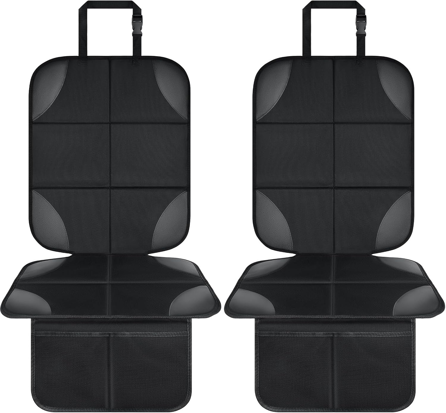 Musclez Car Seat Protectors for Child Car Seat, Baby Car Seat Cover Waterproof 600D Fabric Padding Non-Slip Backing 2 Mesh Pockets, Carseat Protector for Travel Vehicles Baby Pets (Black-1Pcs)